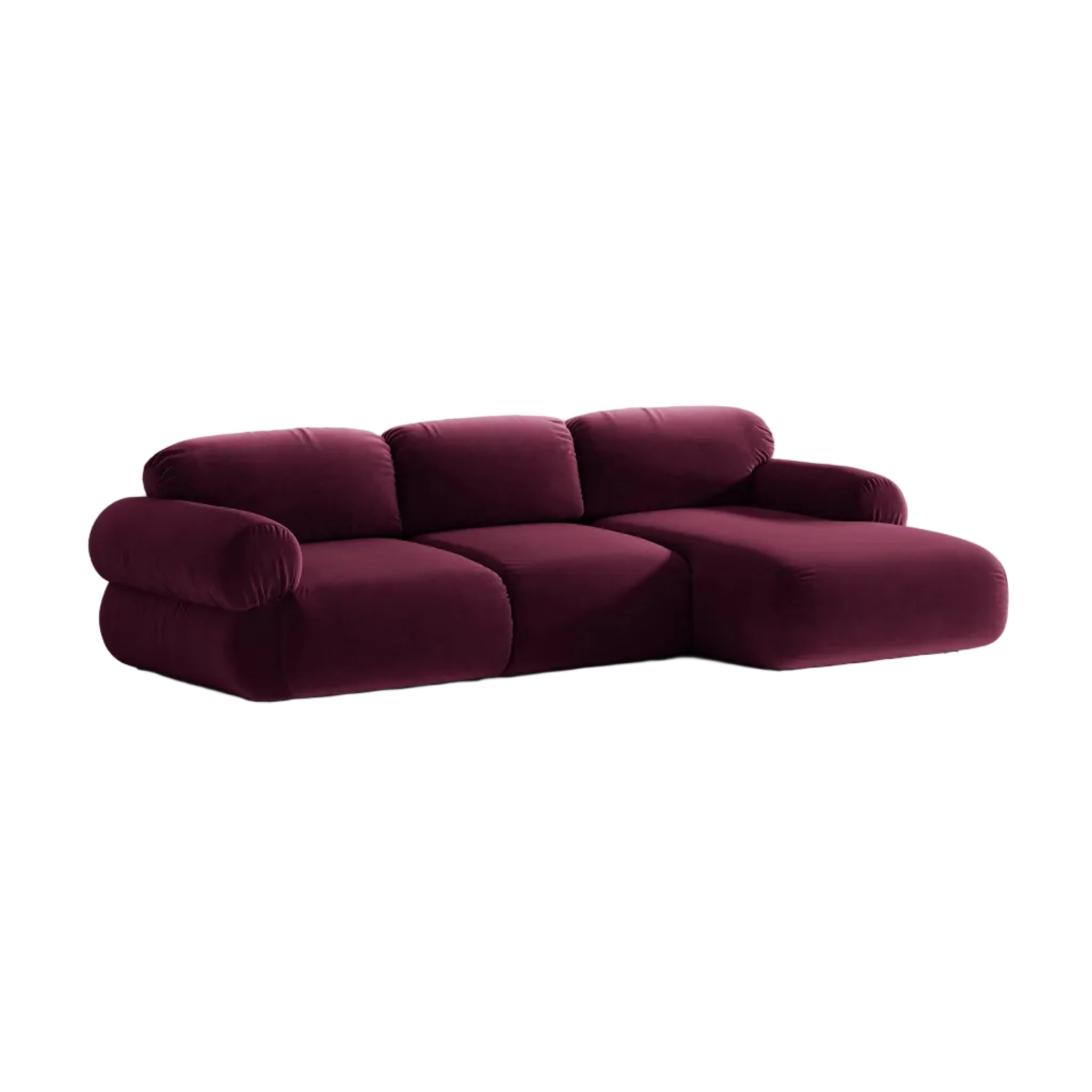 3-Seater Velvet Corner Sofa Right-Hand OPHELIA Burgundy