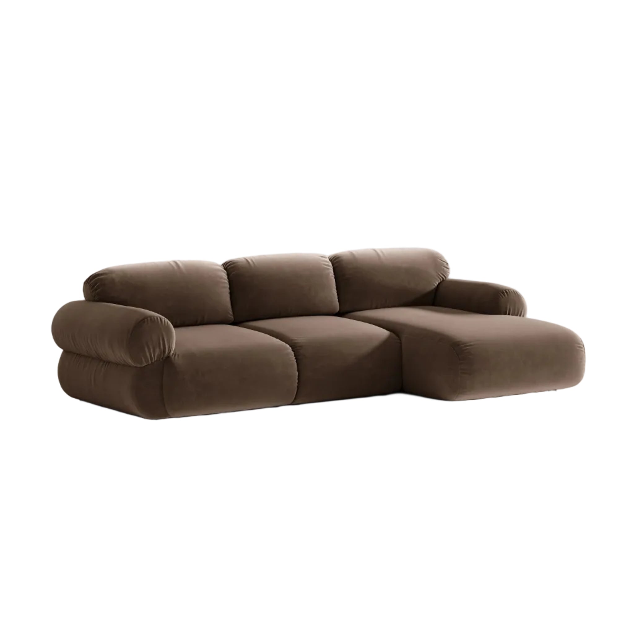 3-Seater Velvet Corner Sofa OPHELIA Right-Hand Chocolate