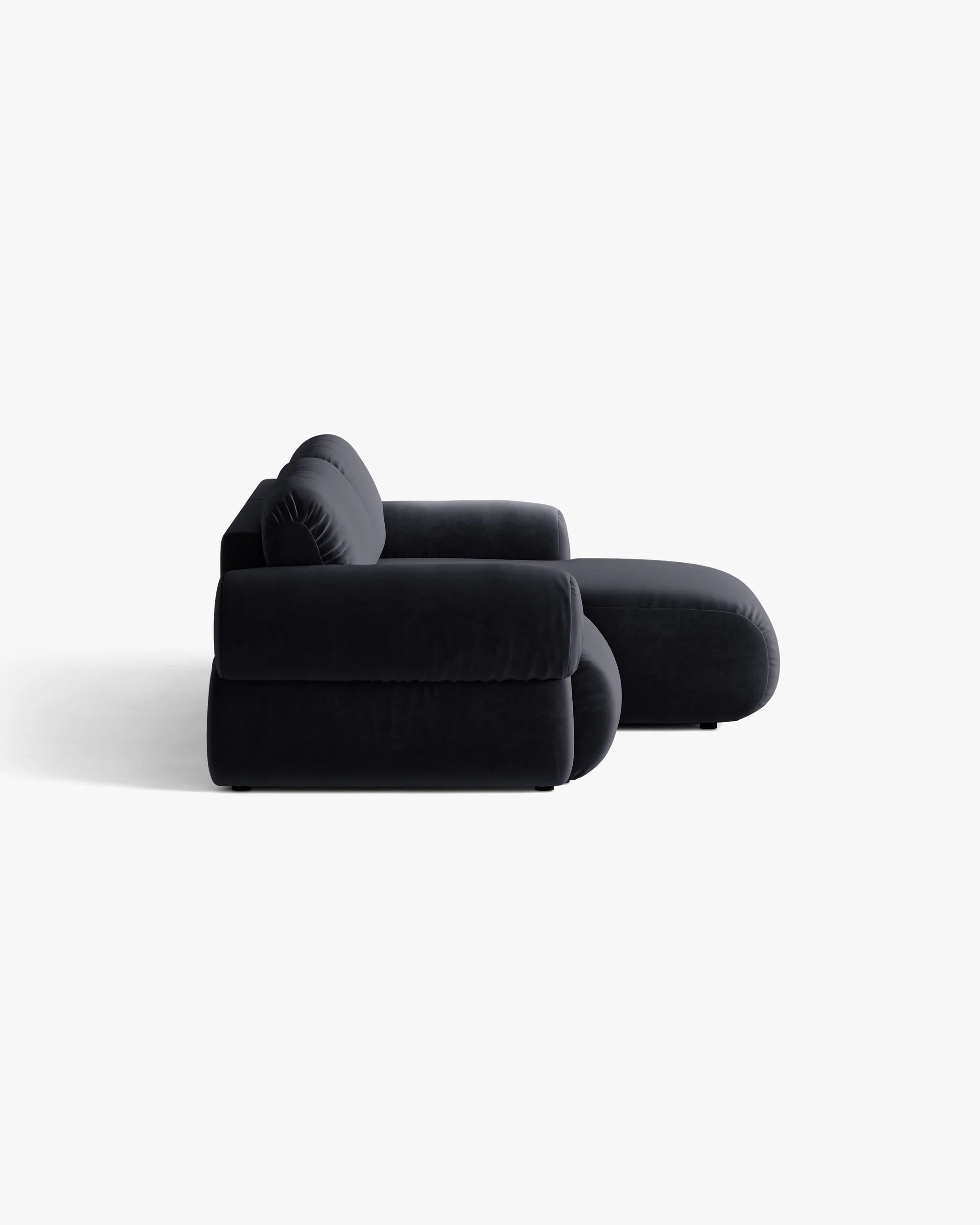 Right-facing velvet 2-seater corner sofa OPHELIA in royal blue