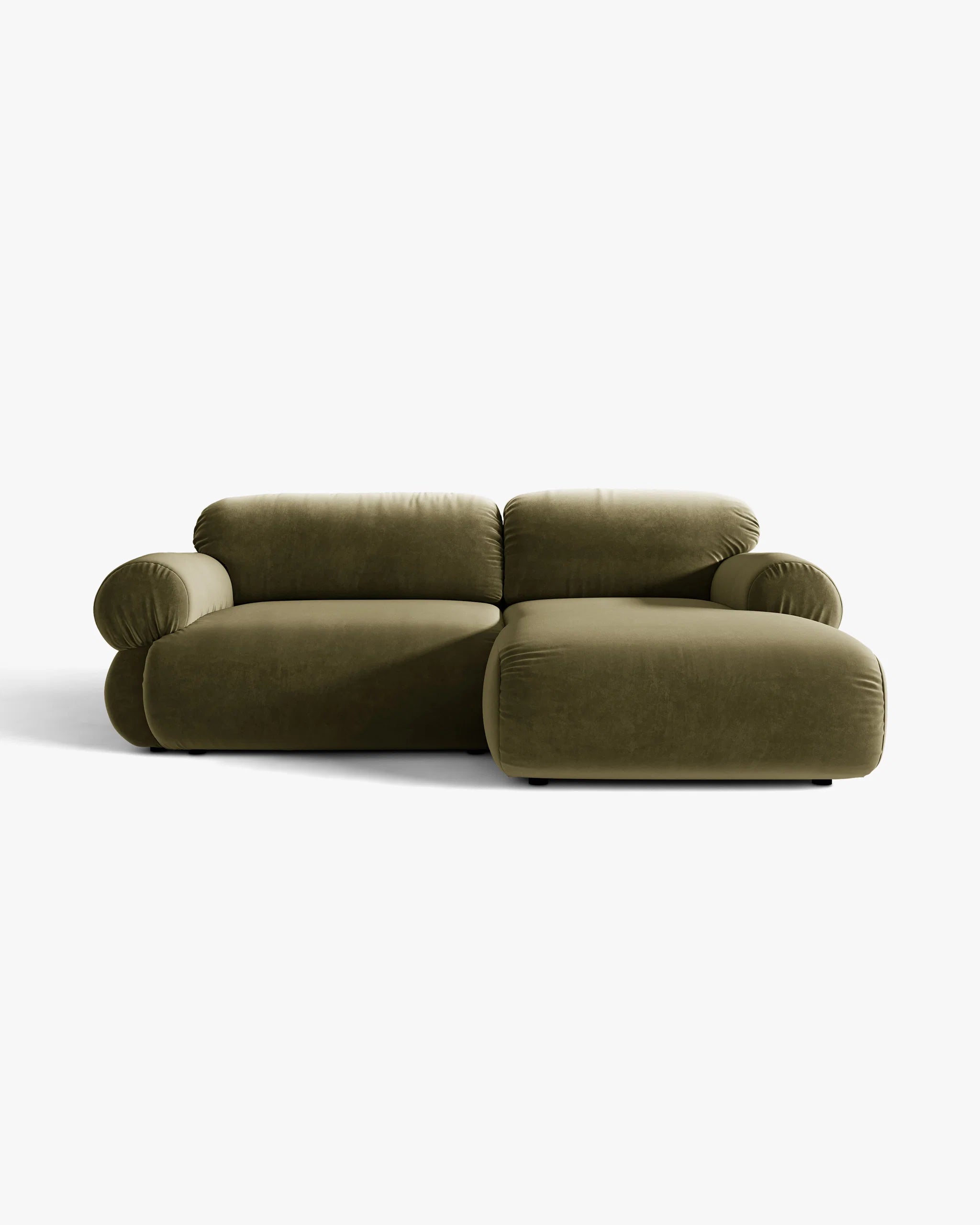 Olive Velvet Right-Handed Two-Seater Sofa OPHELIA
