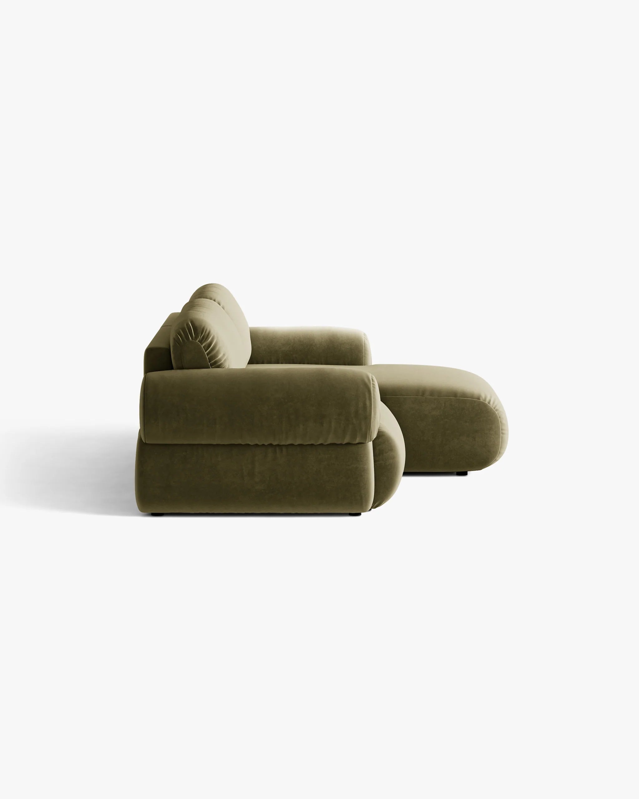 Olive Velvet Right-Handed Two-Seater Sofa OPHELIA
