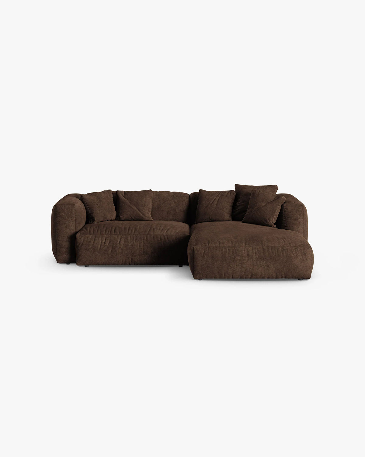 Right-Facing Velvet Corner Sofa for 2 MARTINA XL in Chocolate
