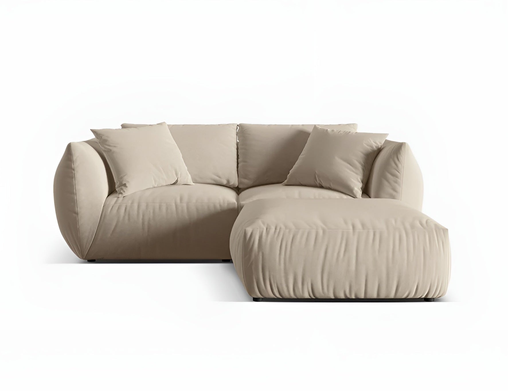 Samt-Ecksofa links CHRIS ecru
