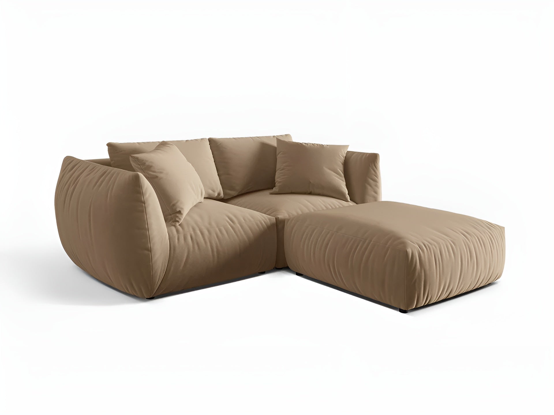 Samt-Ecksofa links CHRIS sandfarben