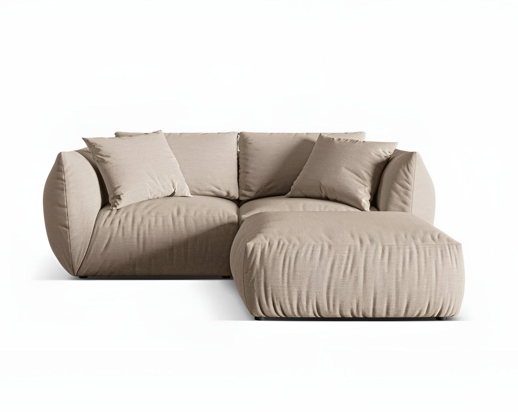 Linksseitige Eckcouch CHRIS sandfarbener Chenille