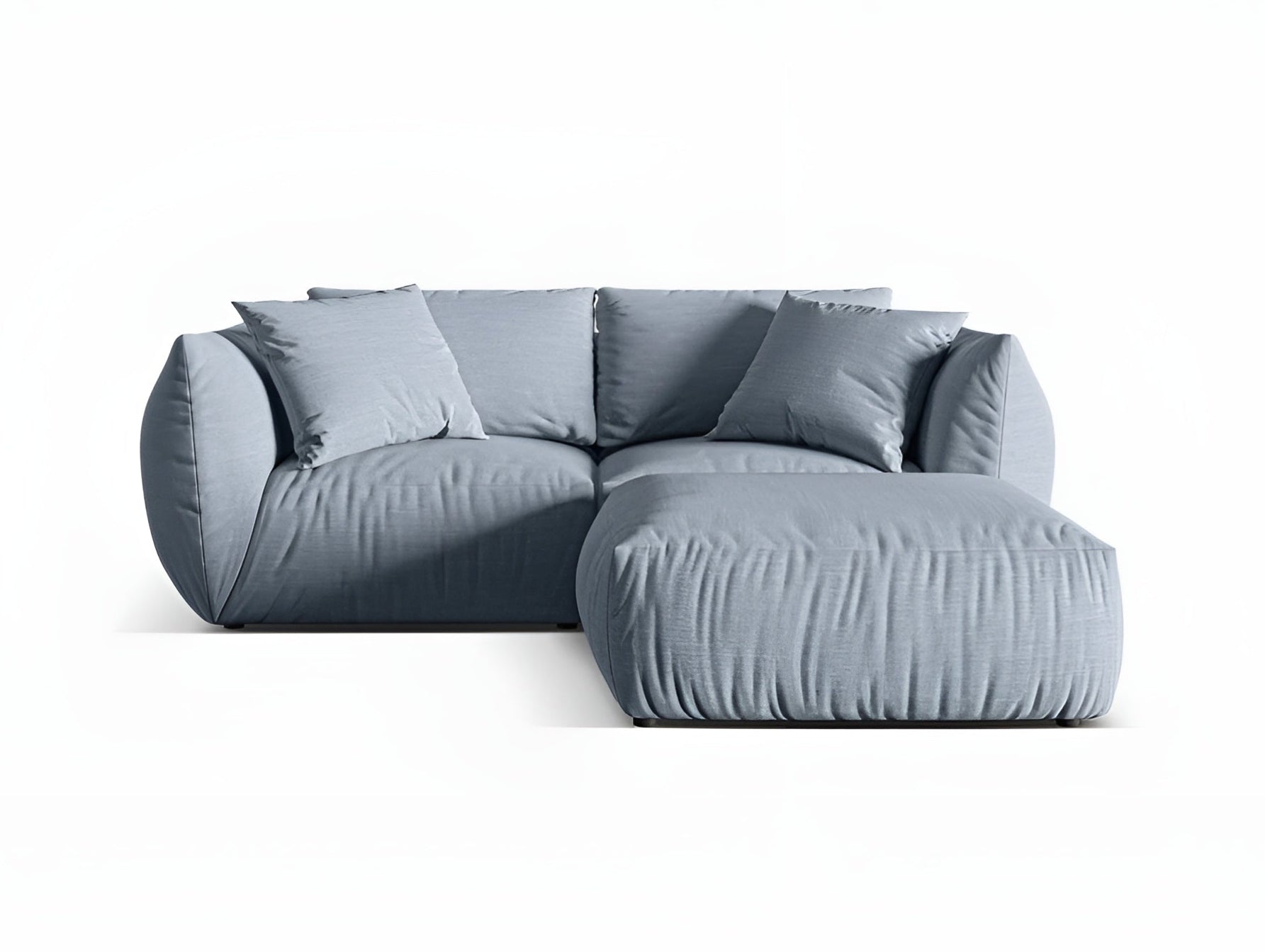 Linksseitige Eckcouch CHRIS hellblaues Chenille