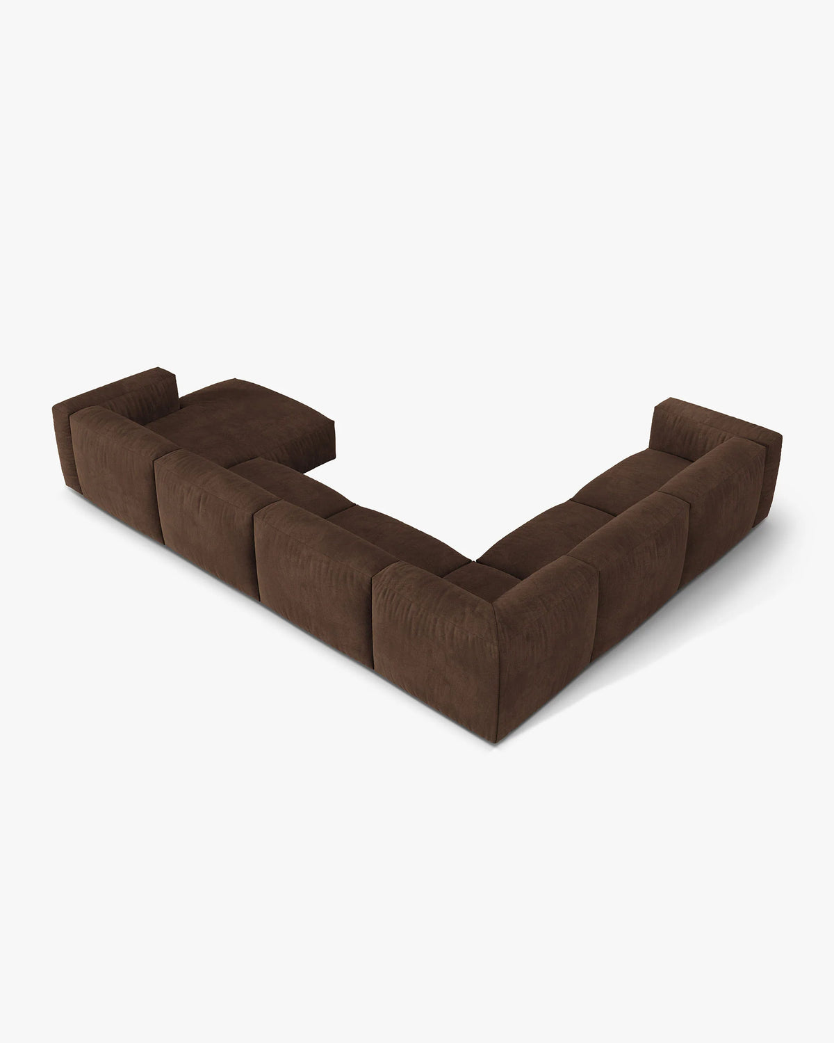 Panoramic velvet corner sofa left-sided MARTINA chocolate