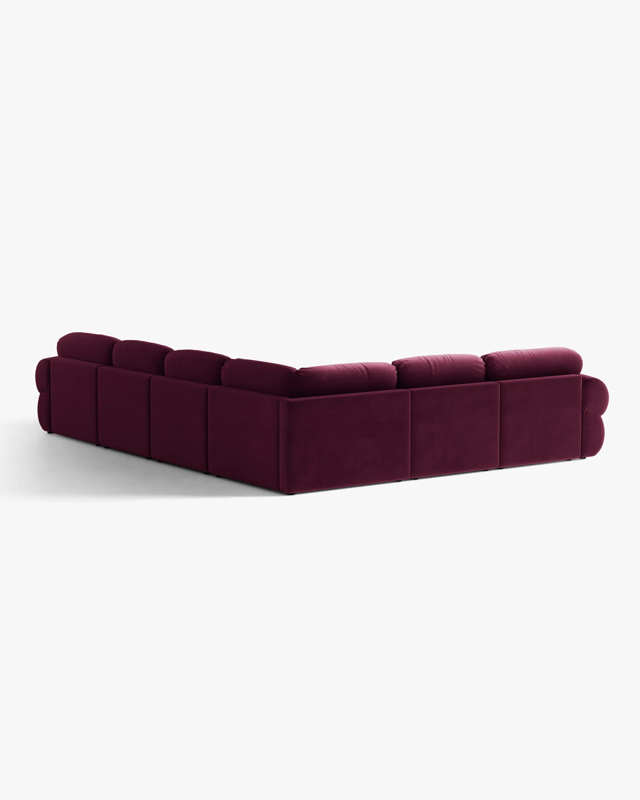 Panoramic Velvet Left-Arm Sofa OPHELIA in Burgundy