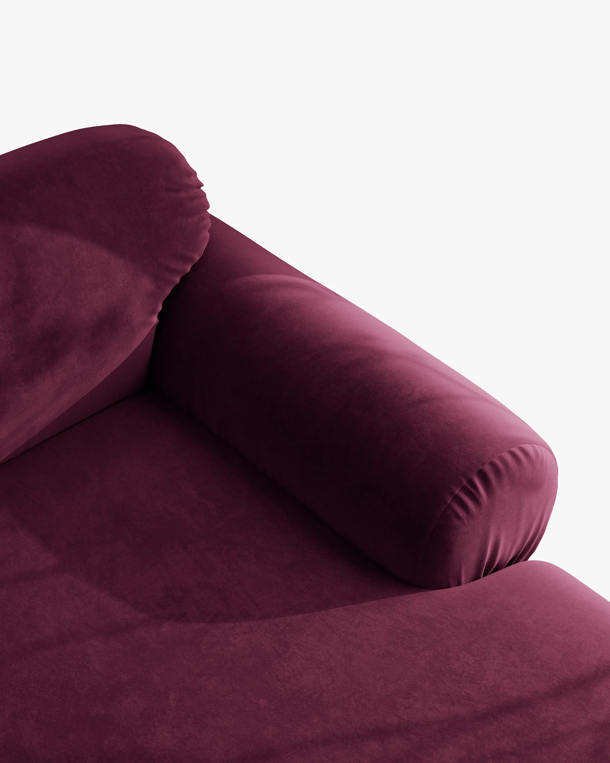 Panoramic Velvet Left-Arm Sofa OPHELIA in Burgundy