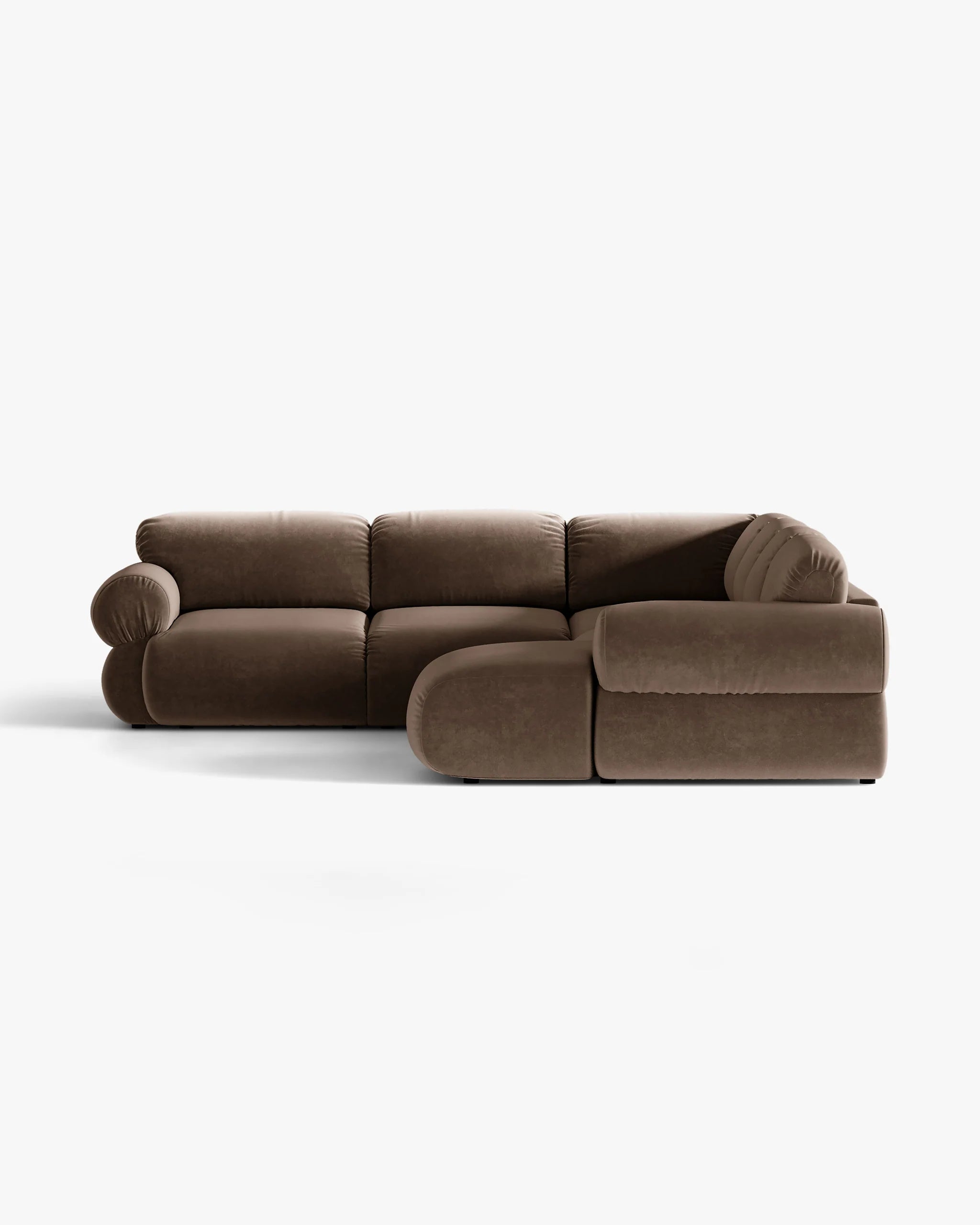 Panoramic Velvet Left-Arm Sofa OPHELIA in Chocolate