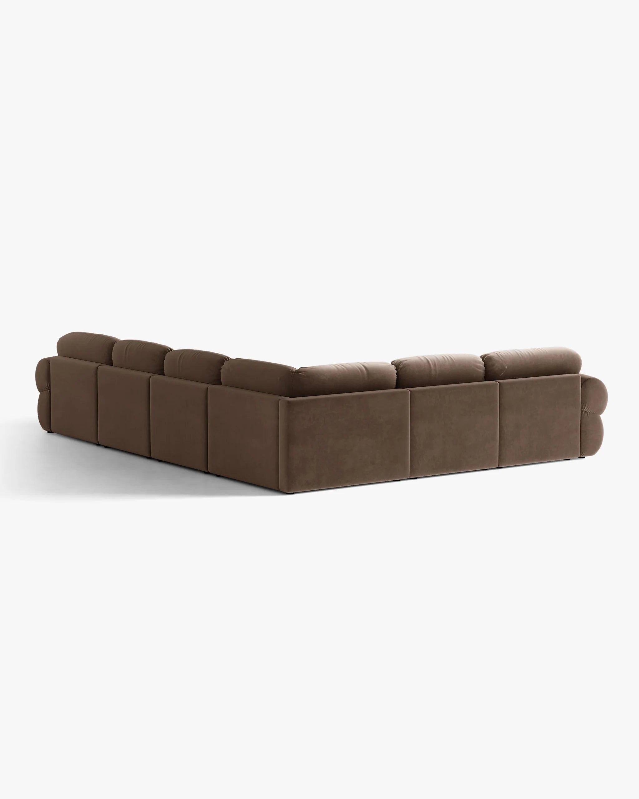 Panoramic Velvet Left-Arm Sofa OPHELIA in Chocolate
