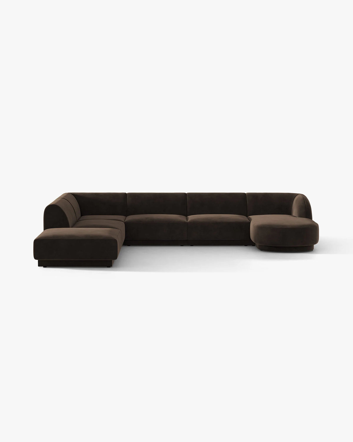 Miley Left-Hand U-Shaped Velvet Sofa for 6 in Chocolate