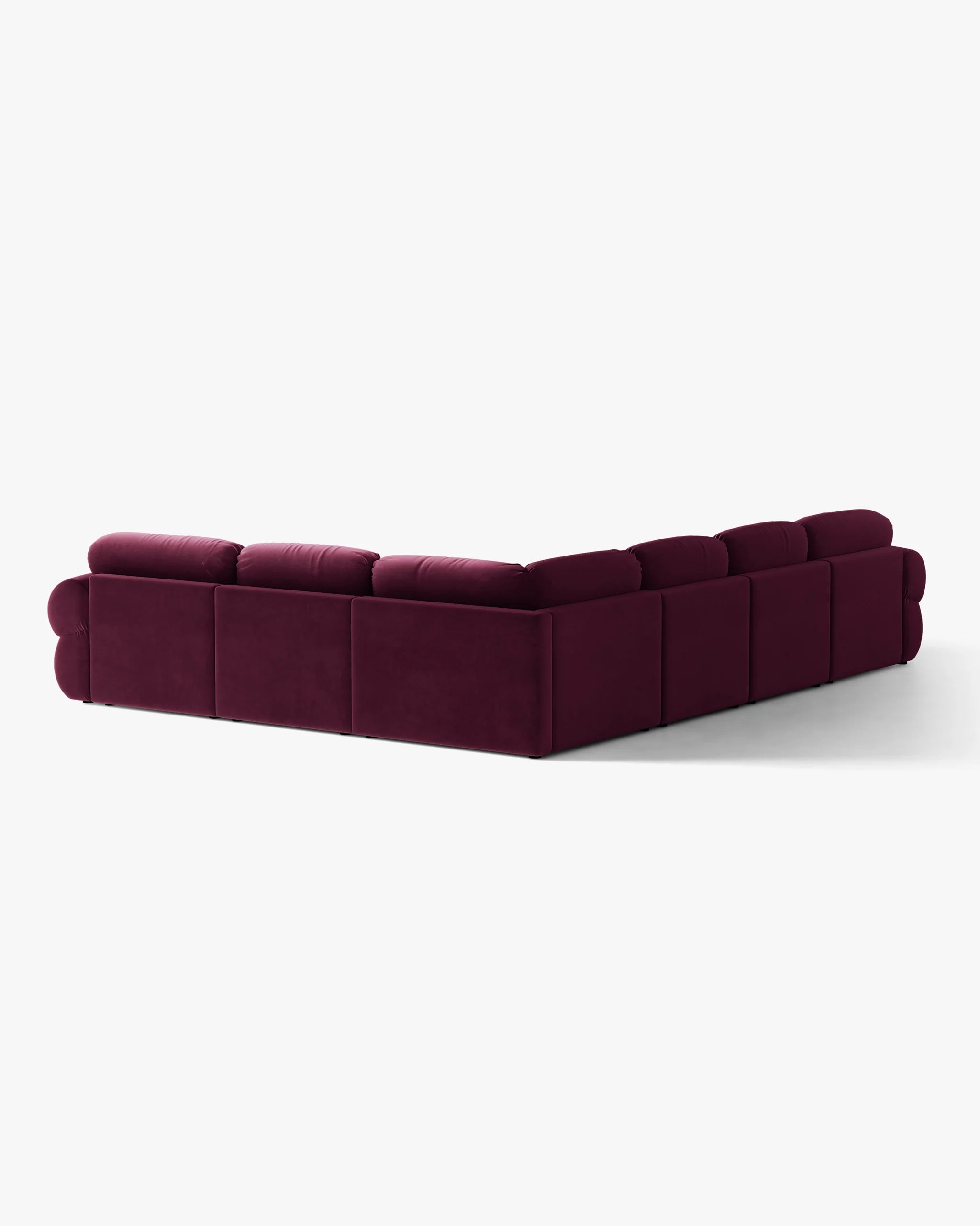 Ophelia Burgundy Right-Handed Velvet Panoramic Corner Sofa