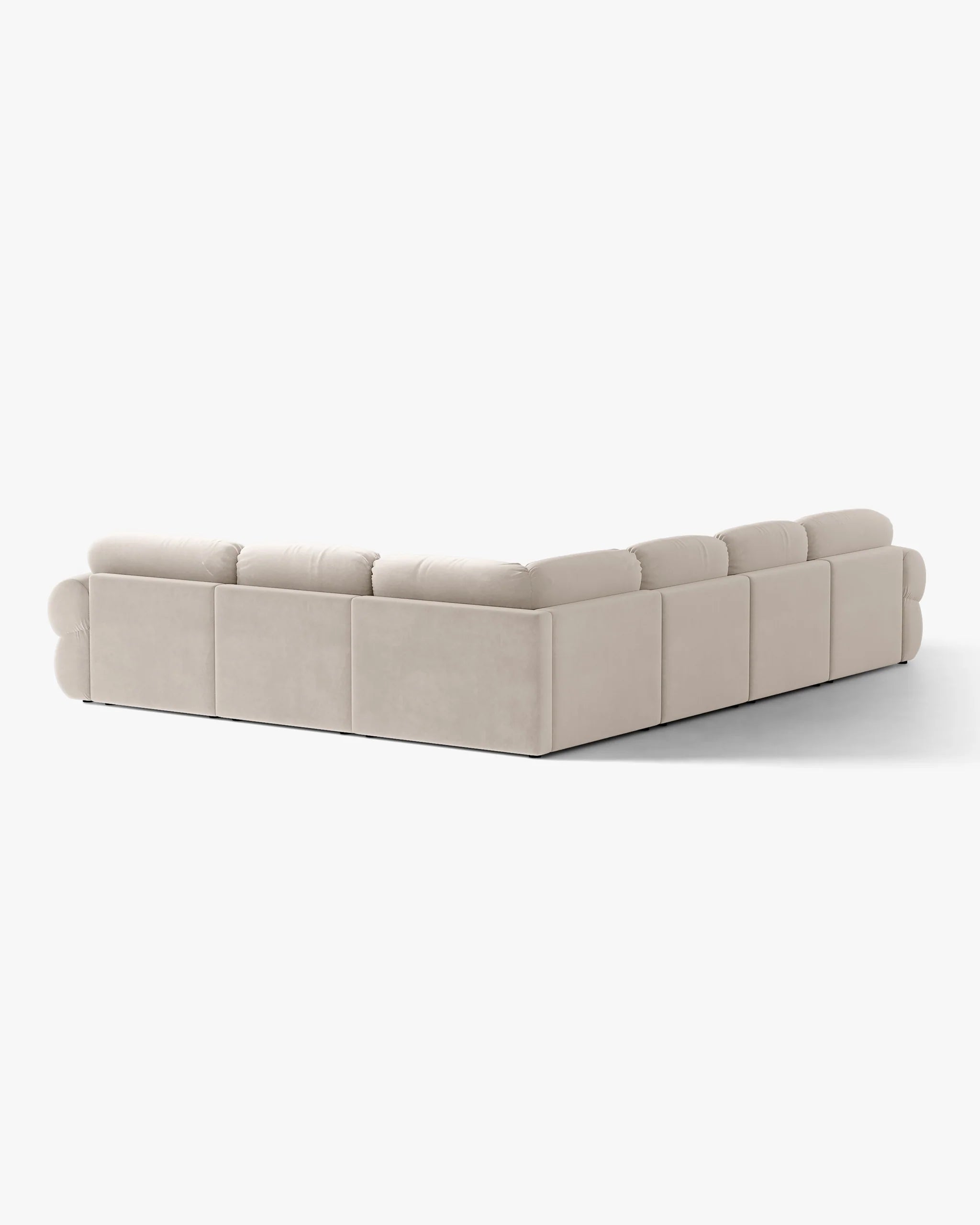 Beige Velvet Right-Handed Panoramic Corner Sofa OPHELIA