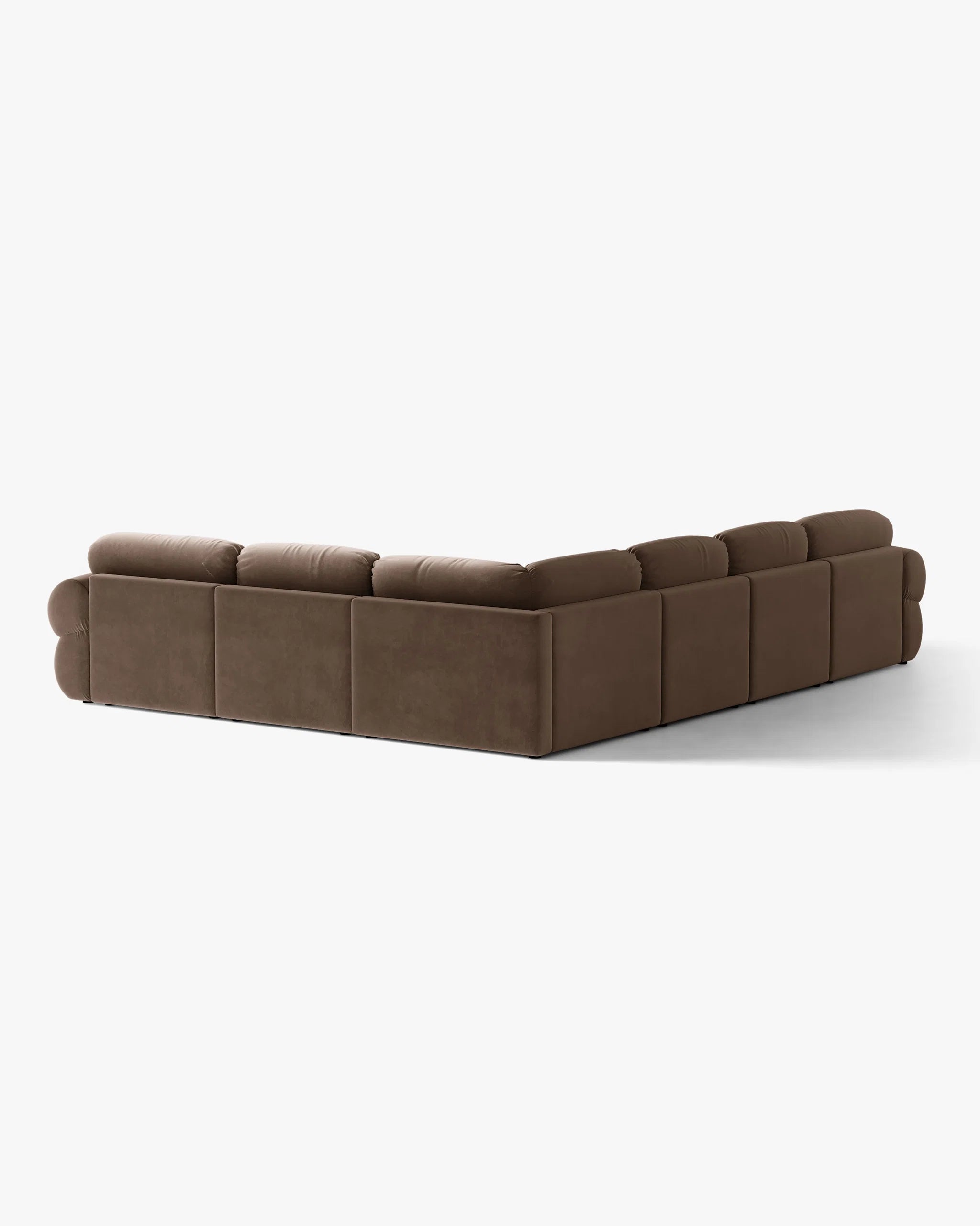 Panoramic Velvet Right-Hand Corner Sofa OPHELIA in Chocolate