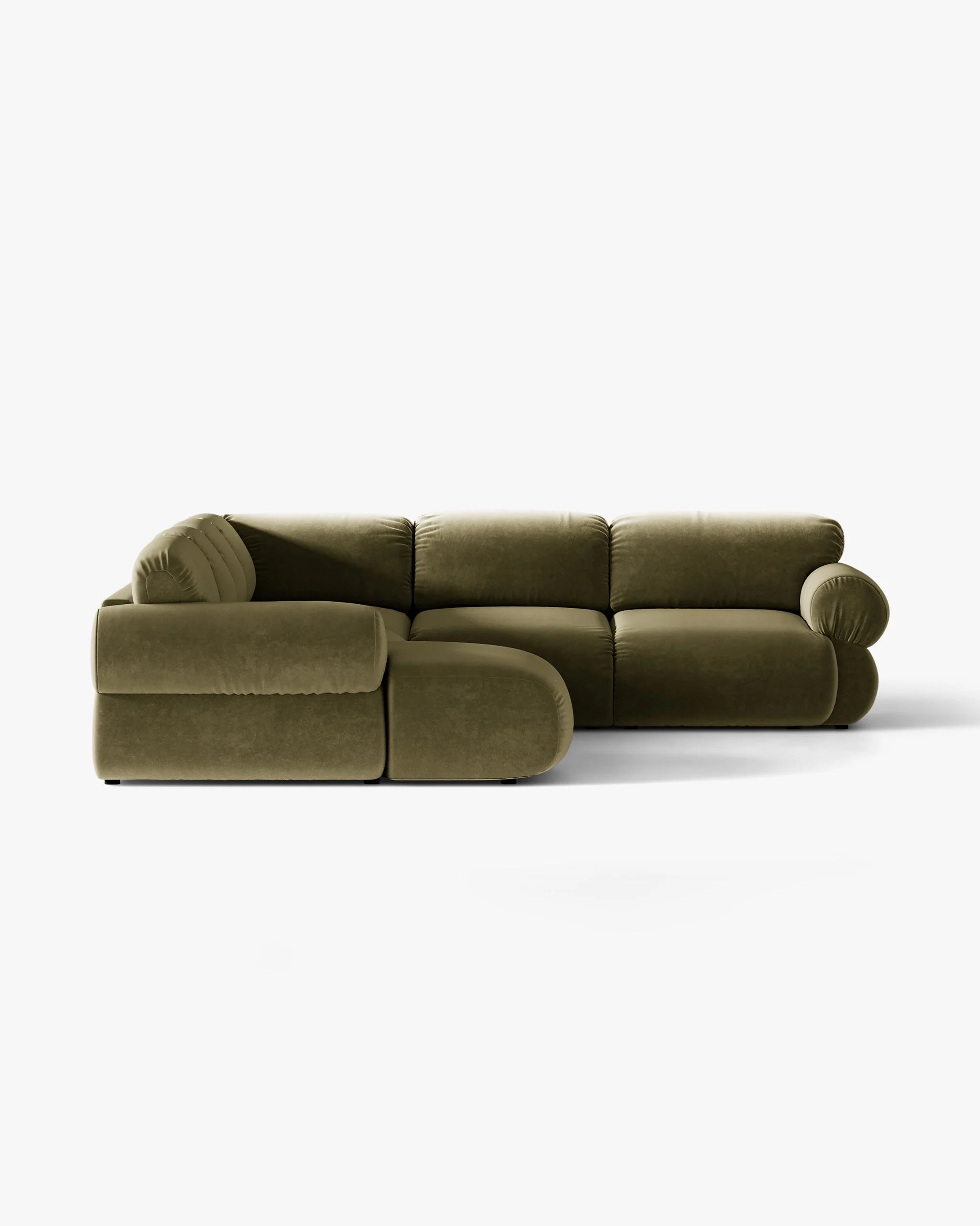 Olive Velvet Right-Handed Panoramic Corner Sofa OPHELIA