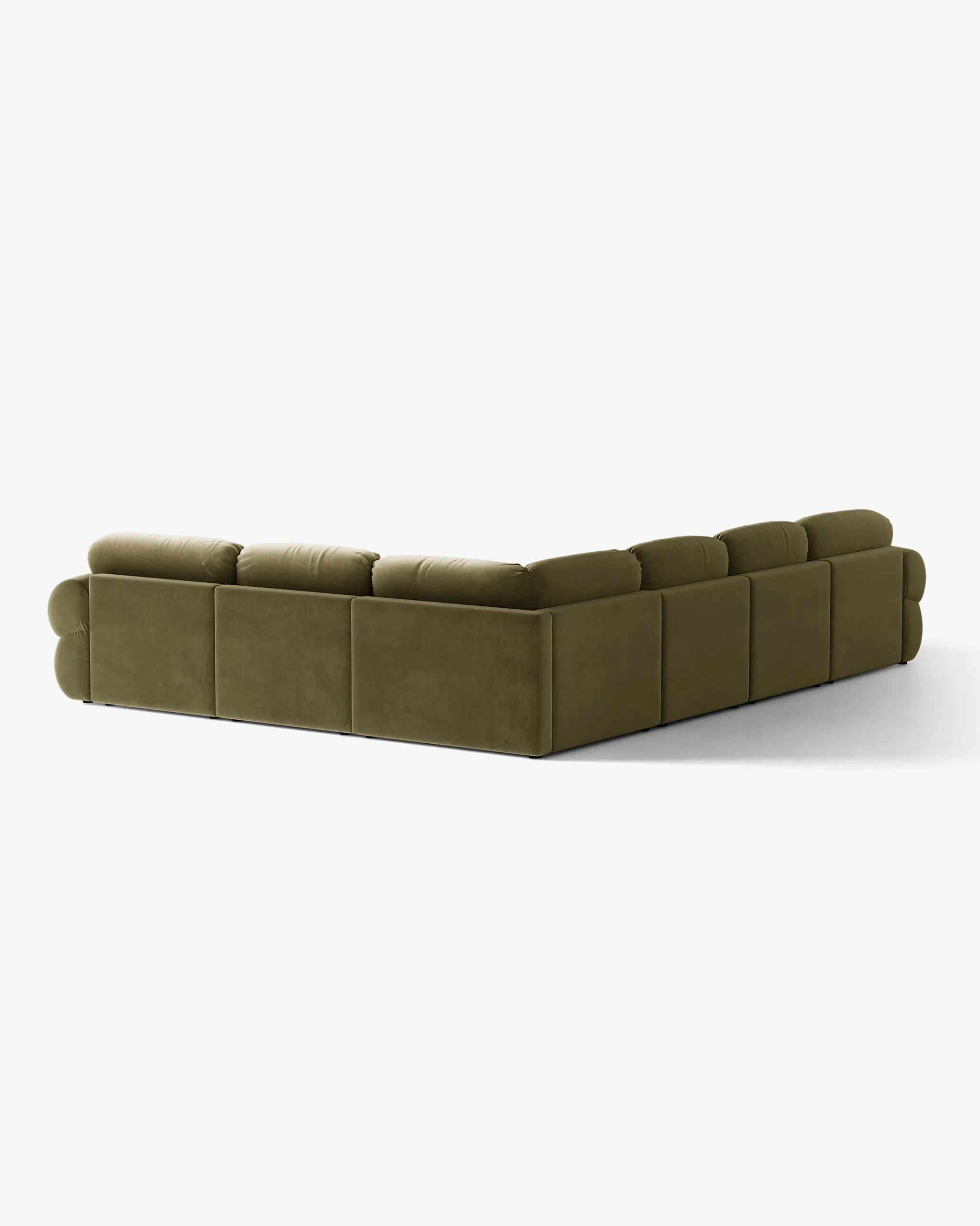 Olive Velvet Right-Handed Panoramic Corner Sofa OPHELIA