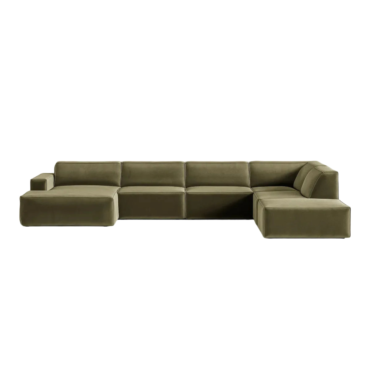 Panoramic sofa velvet right -sided green jodie
