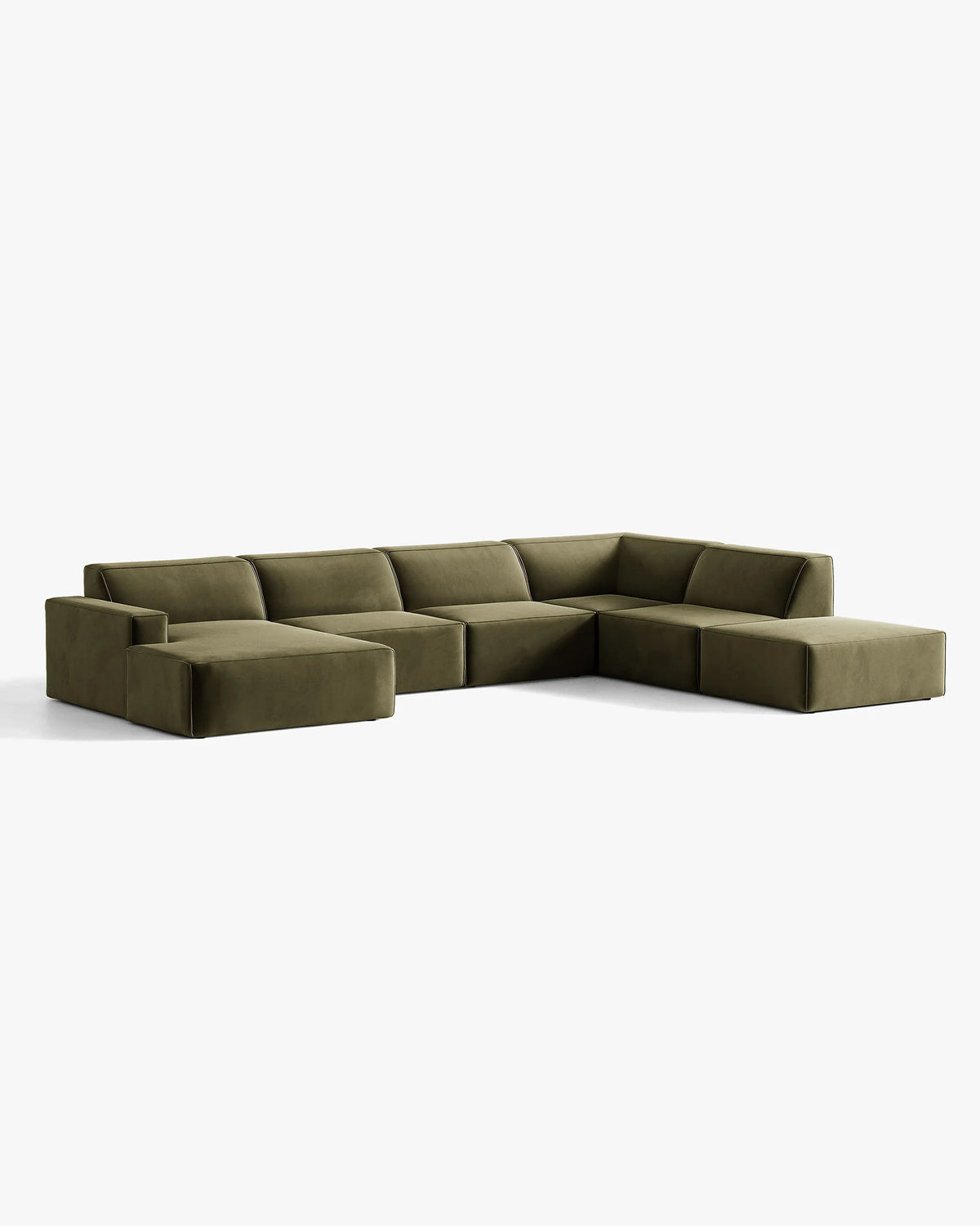 Panoramic sofa velvet right -sided green jodie