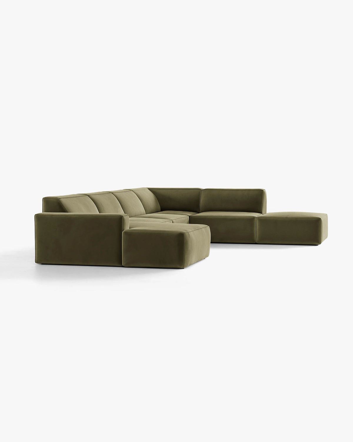 Panoramic sofa velvet right -sided green jodie