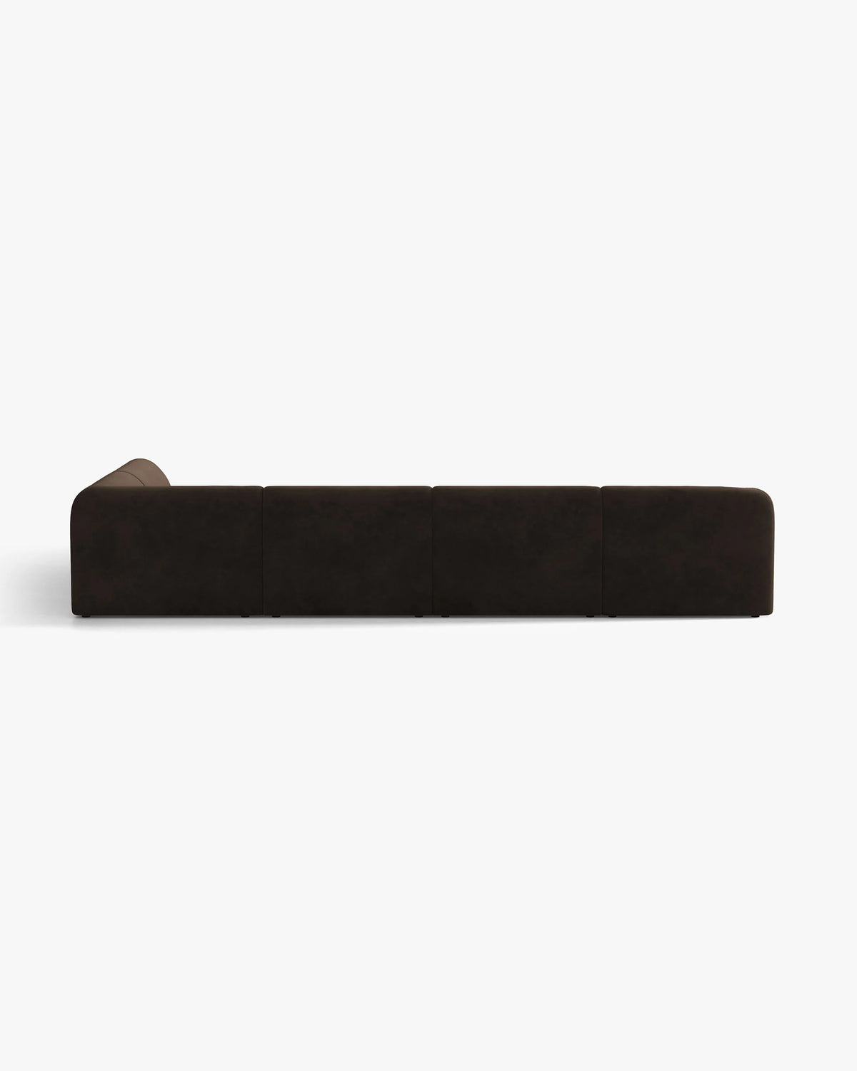 Velvet 6-seater right-facing U-shaped MILEY corner sofa in chocolate