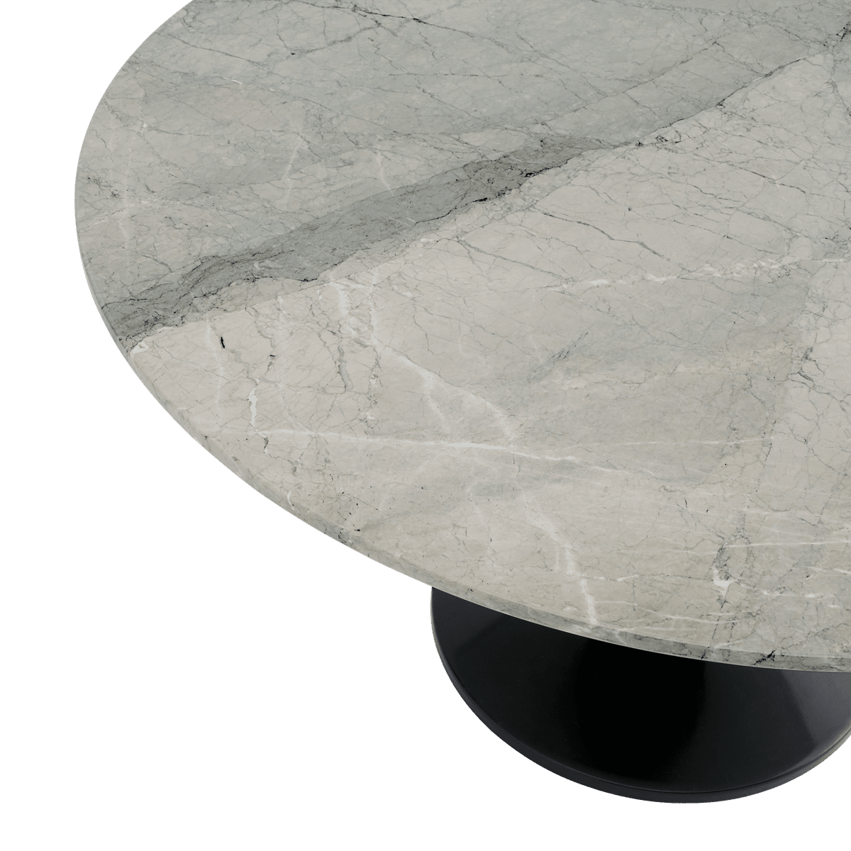 Round Table MIDST Gray Marble with Black Base