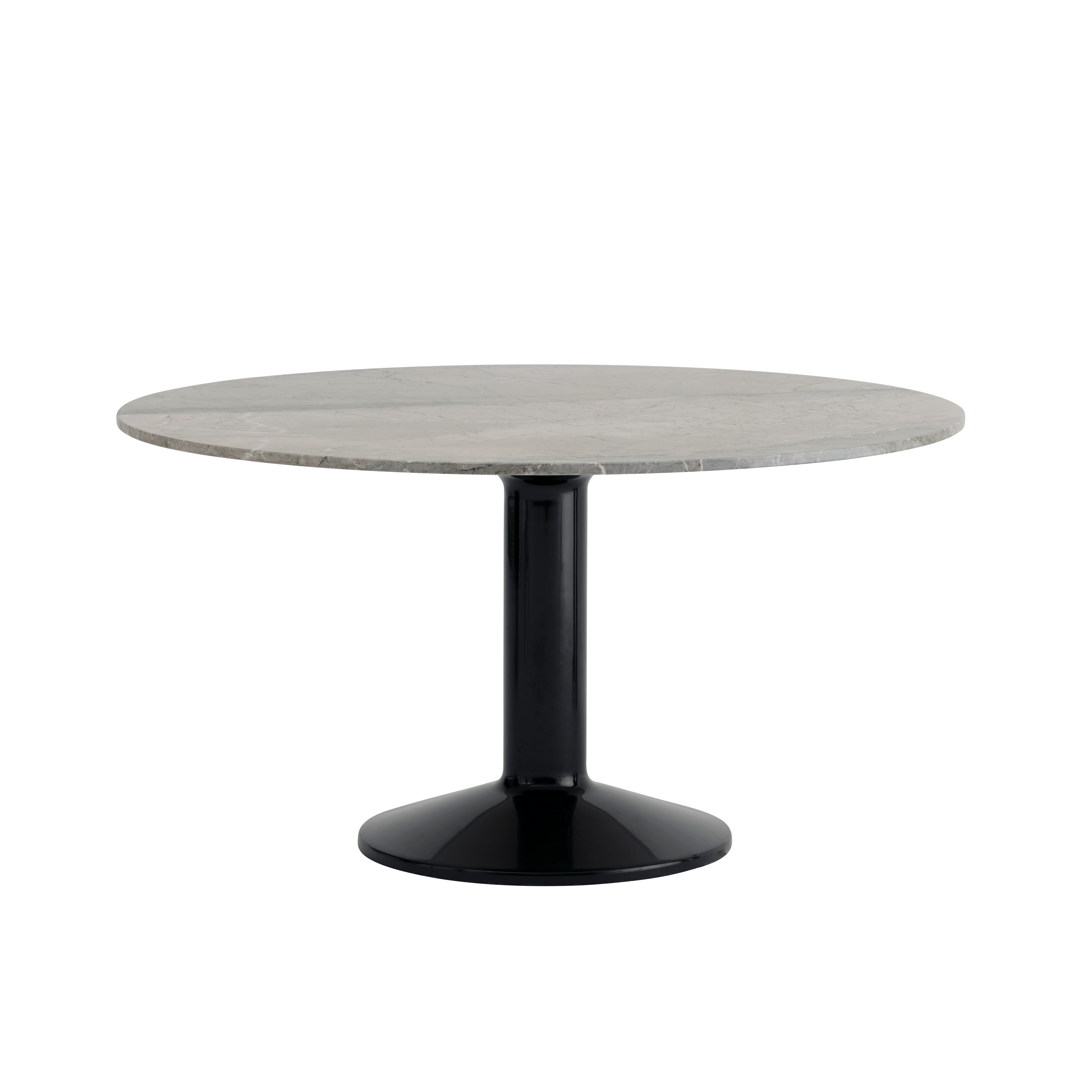 Round Table MIDST Gray Marble with Black Base