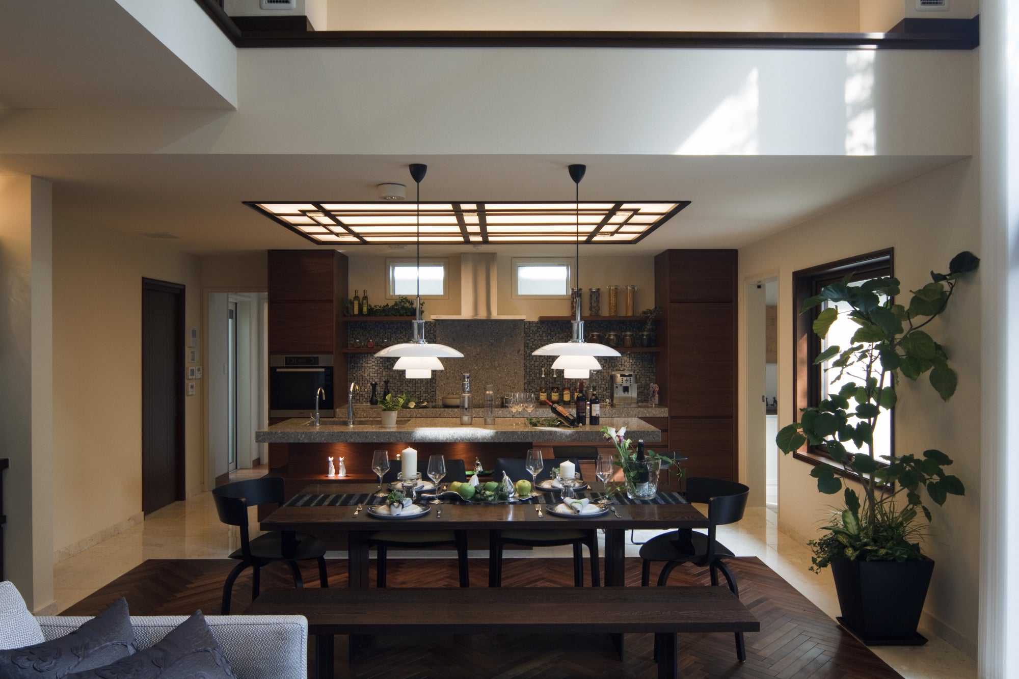 PH 4½-4 White Pendant Lamp with Chrome Finish