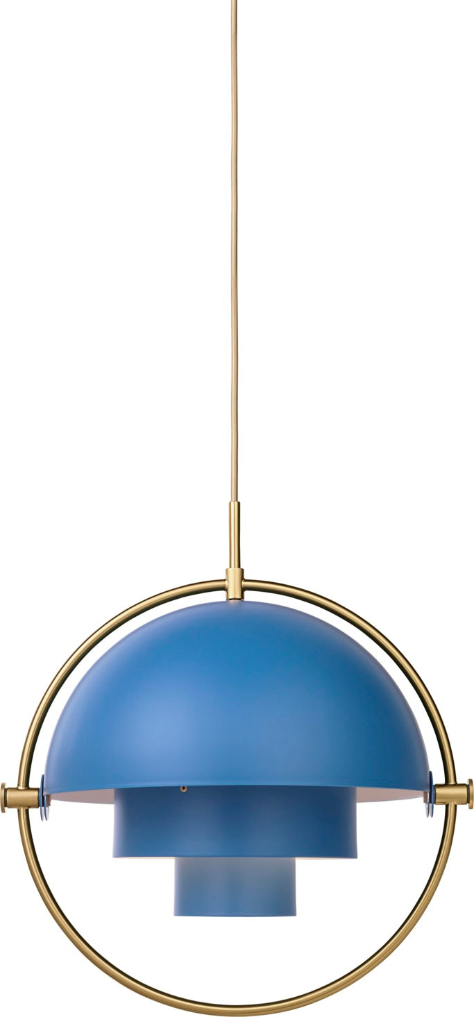 MULTI-LITE blaue Pendelleuchte mit Messing