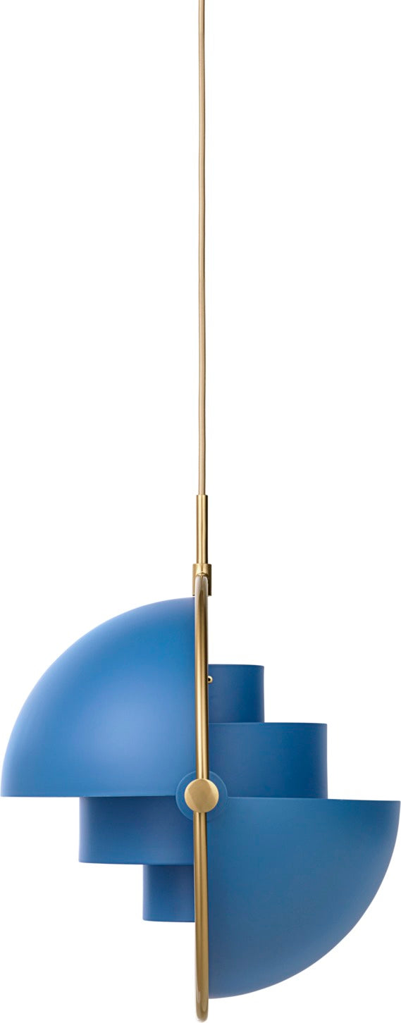 MULTI-LITE blaue Pendelleuchte mit Messing