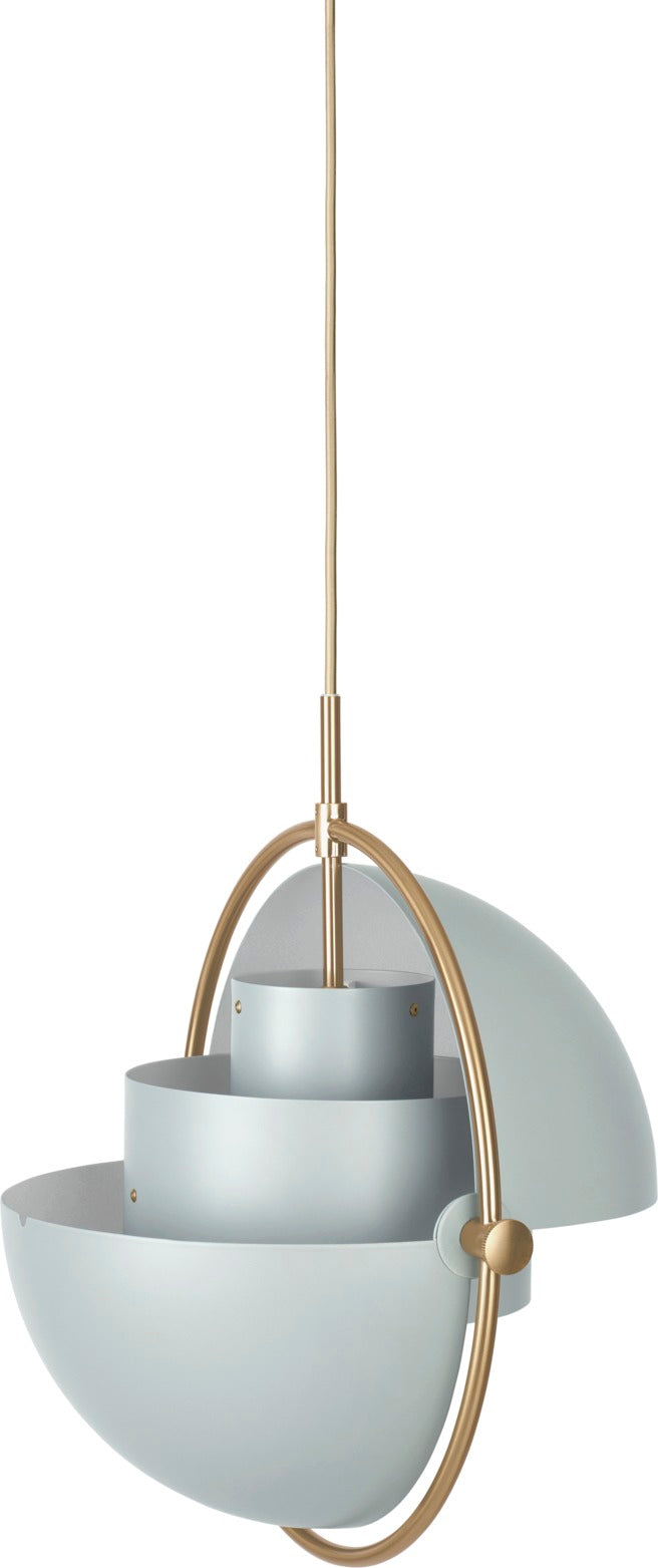 MULTI-LITE Pendelleuchte, graublau mit Messing