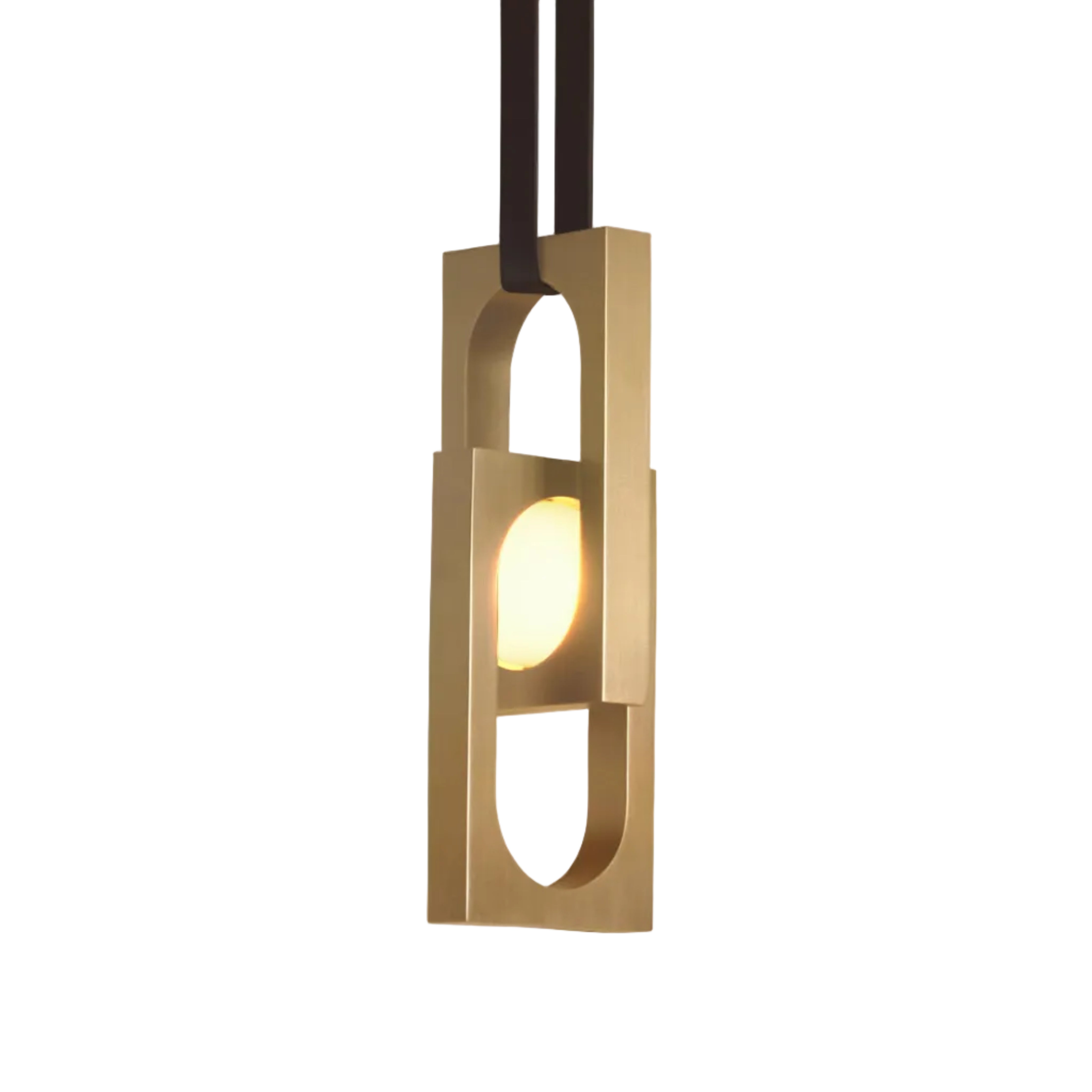 Lampa wisząca MYTHOS DUO opalowy klosz z mosiądzem