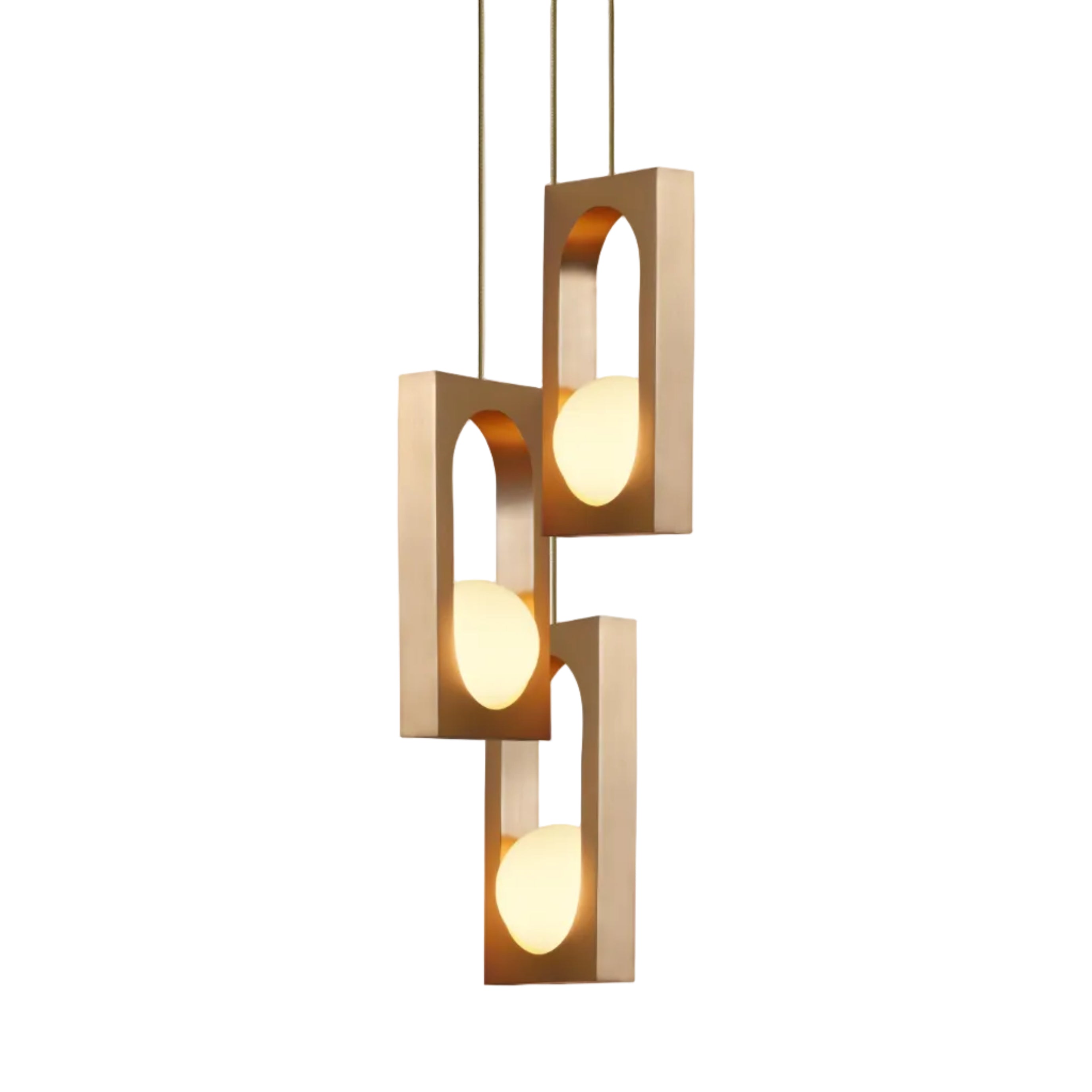 Lampa wisząca 3-punktowa MYTHOS opalowy klosz z mosiądzem