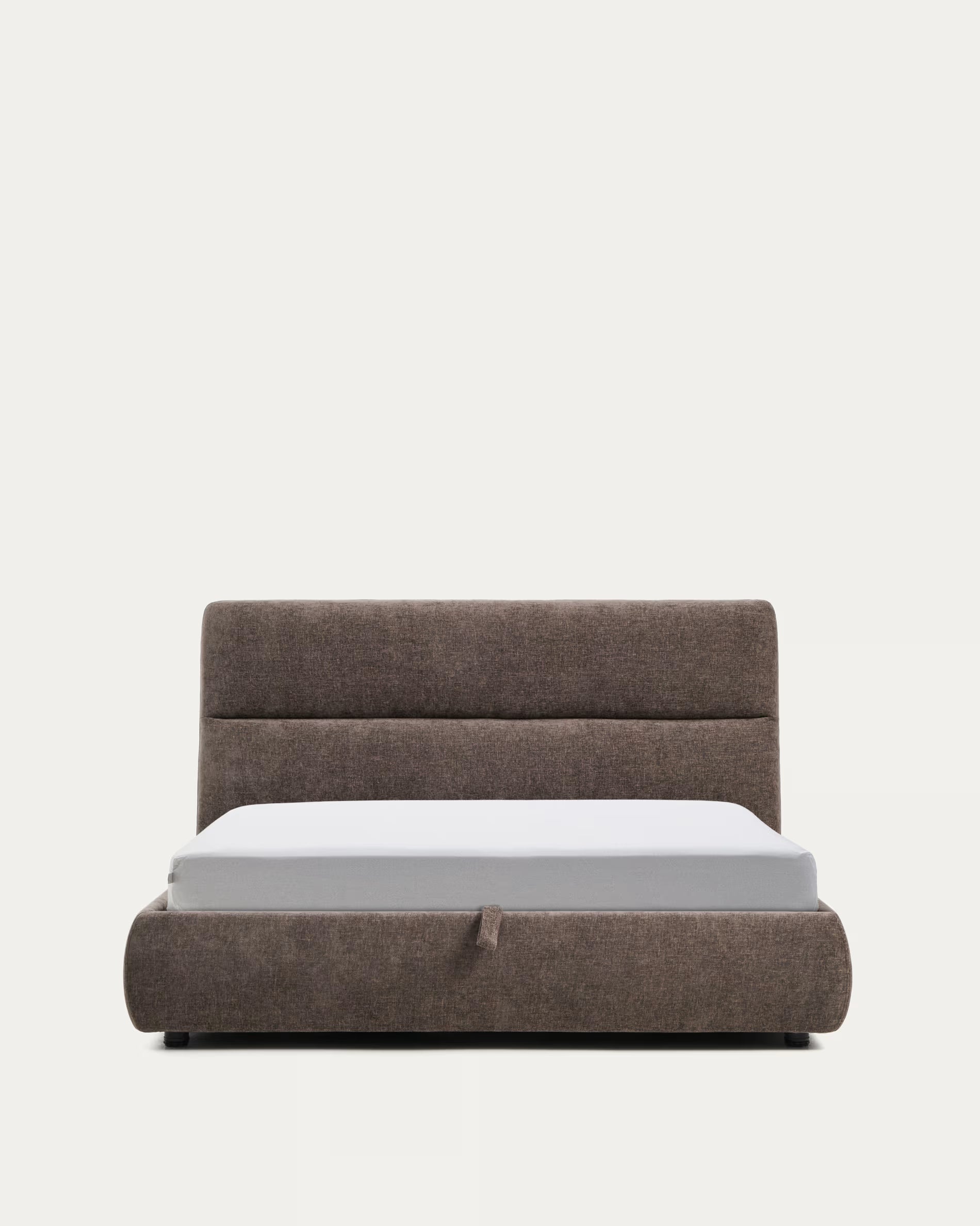 Bed with bedding storage DAFRA brown chenille