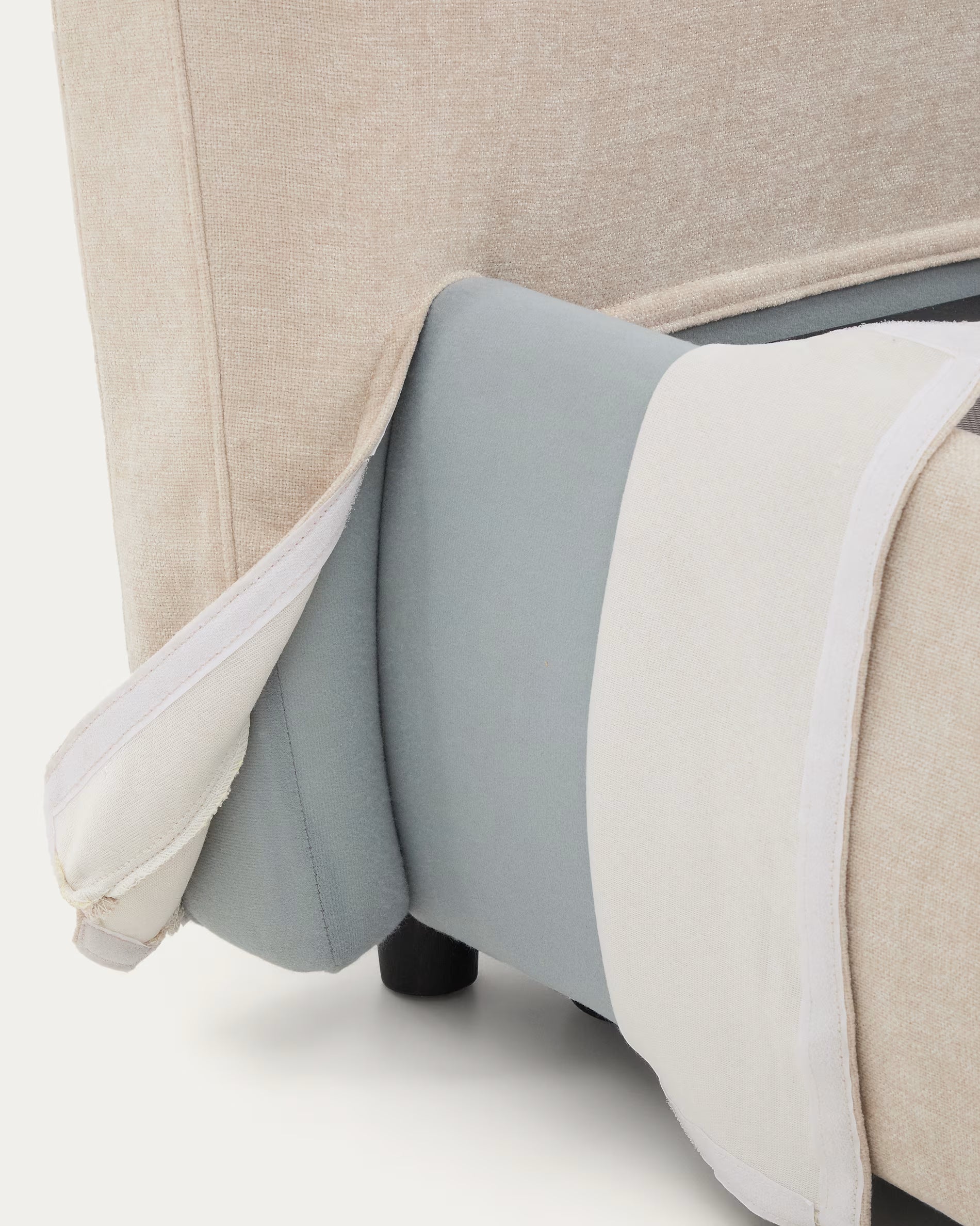 Bed with bedding storage DAFRA beige chenille