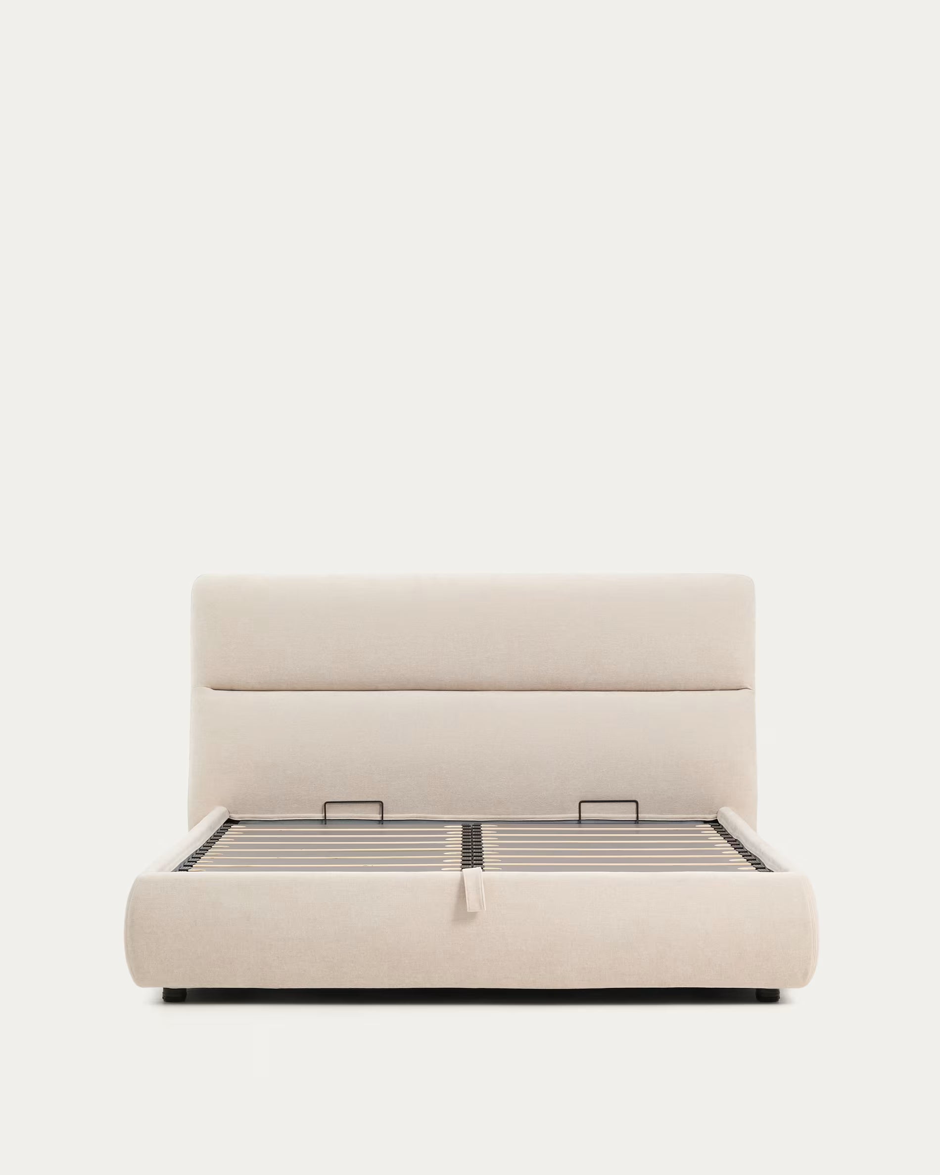 Bed with bedding storage DAFRA beige chenille