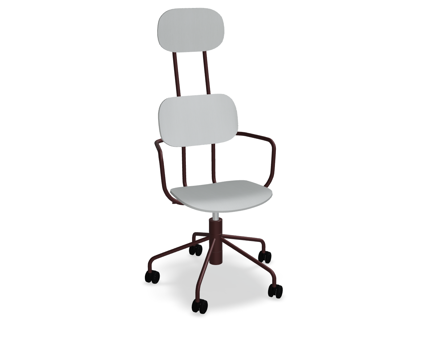 Krzesło biurowe z zagłówkiem NEW SCHOOL bordowa podstawa z regulowaną wysokością – .mdd
