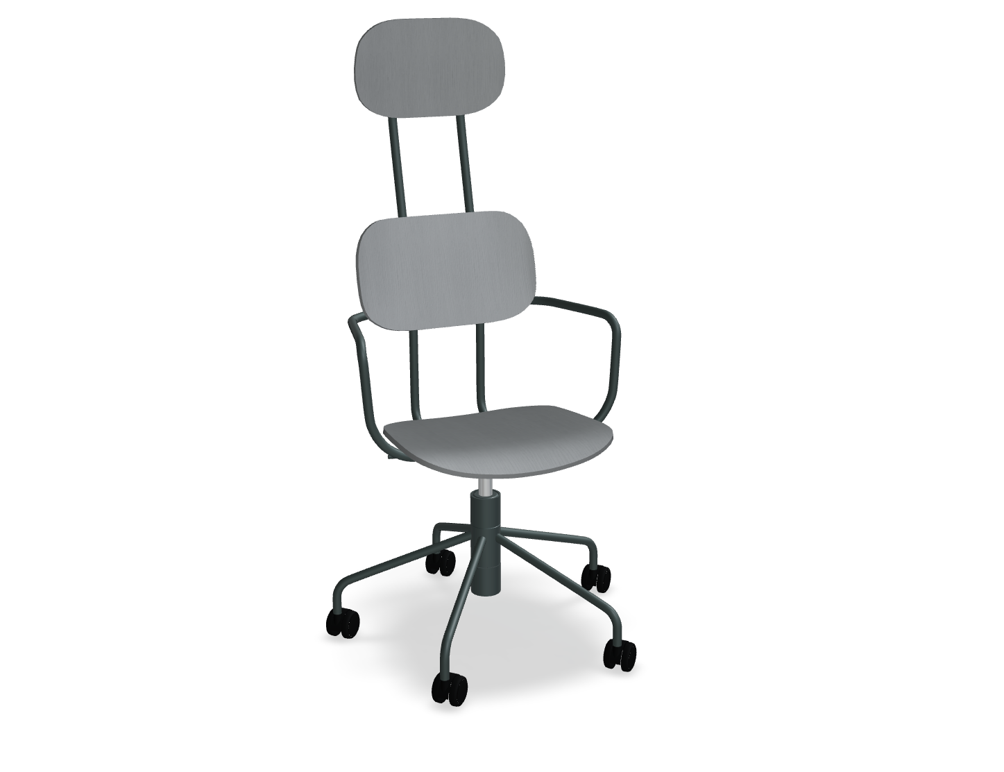 Krzesło biurowe z zagłówkiem NEW SCHOOL ciemnozielona podstawa z regulowaną wysokością – .mdd
