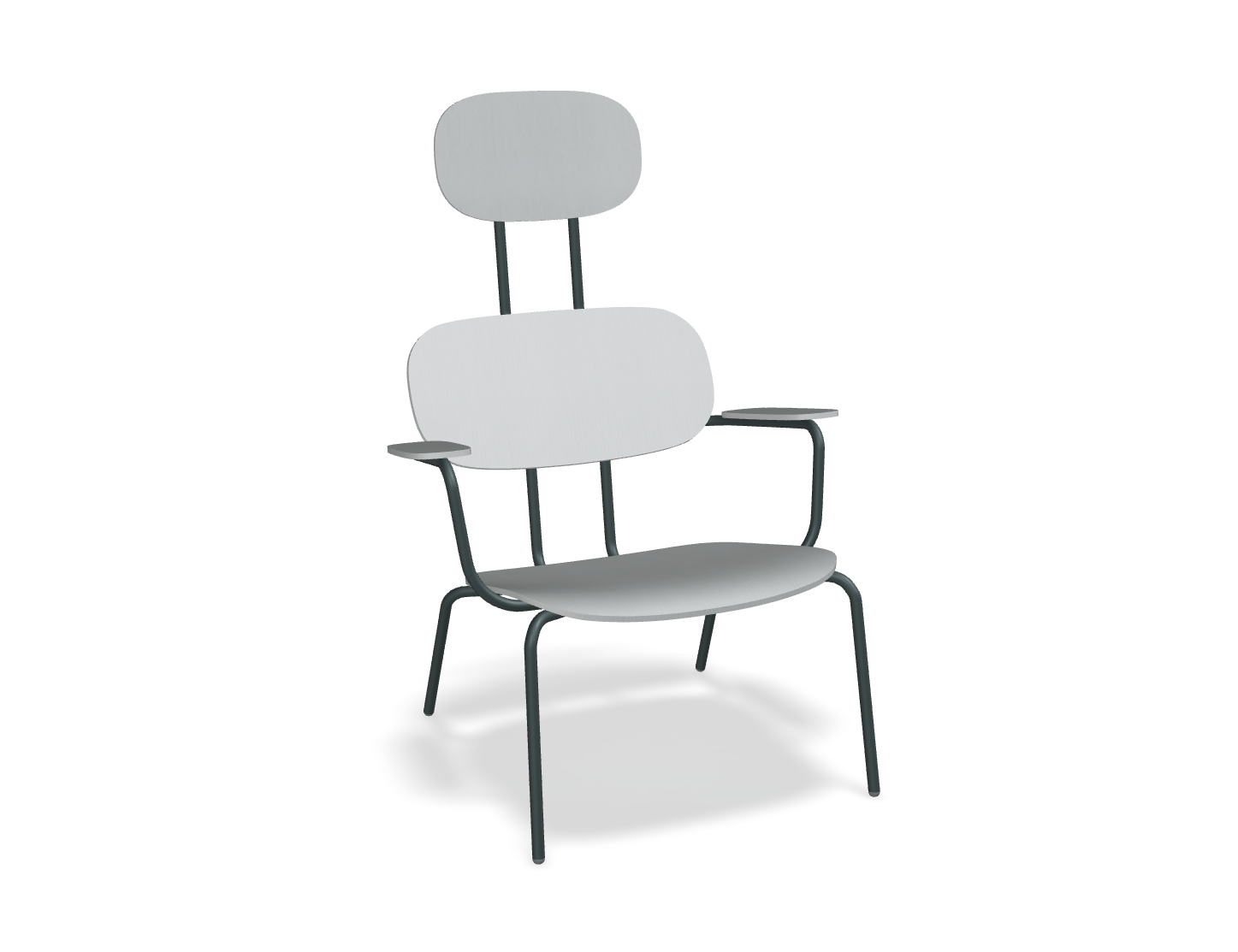 Fotel z zagłówkiem NEW SCHOOL LOUNGE ciemnozielona podstawa – .mdd