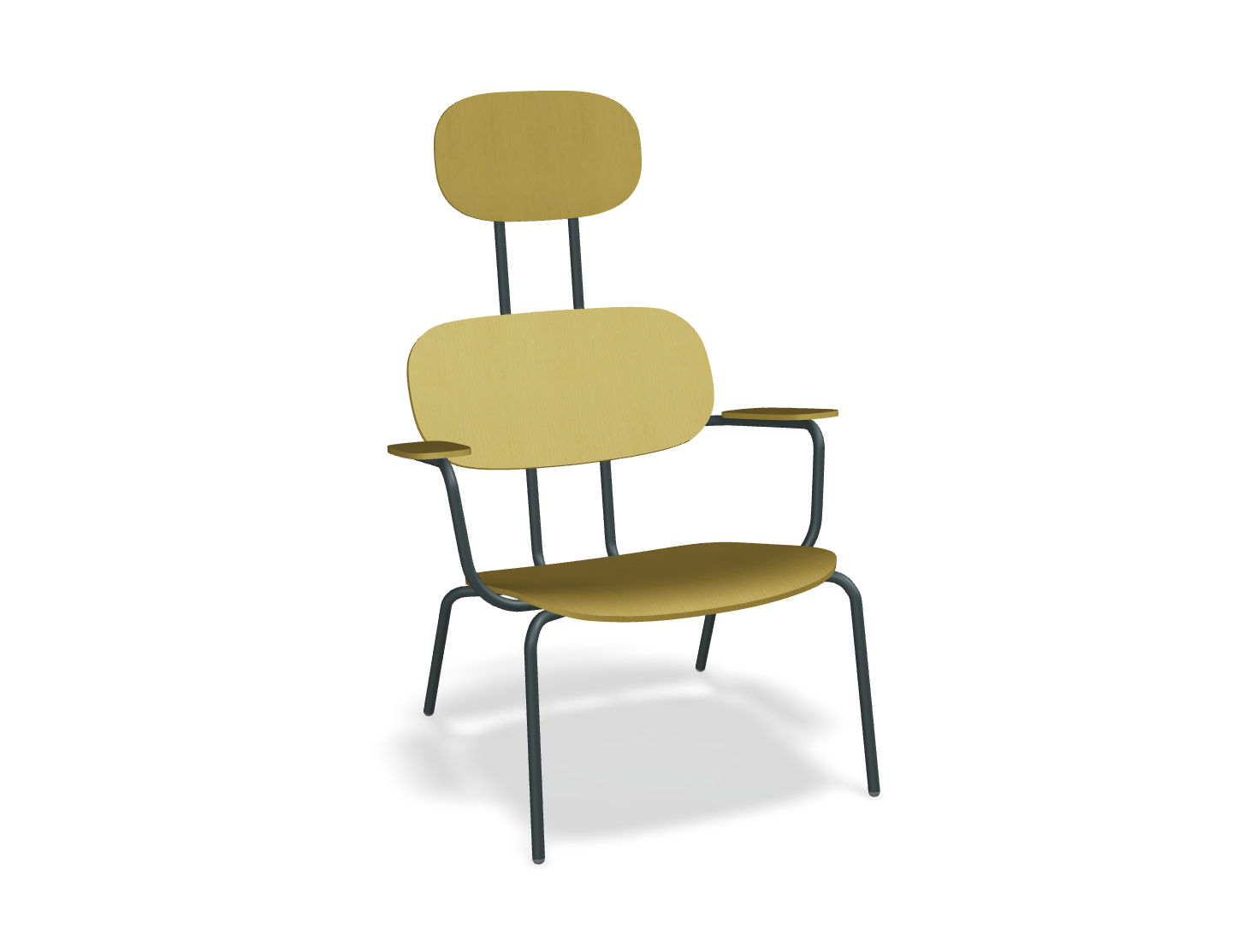 Fotel z zagłówkiem NEW SCHOOL LOUNGE ciemnozielona podstawa – .mdd