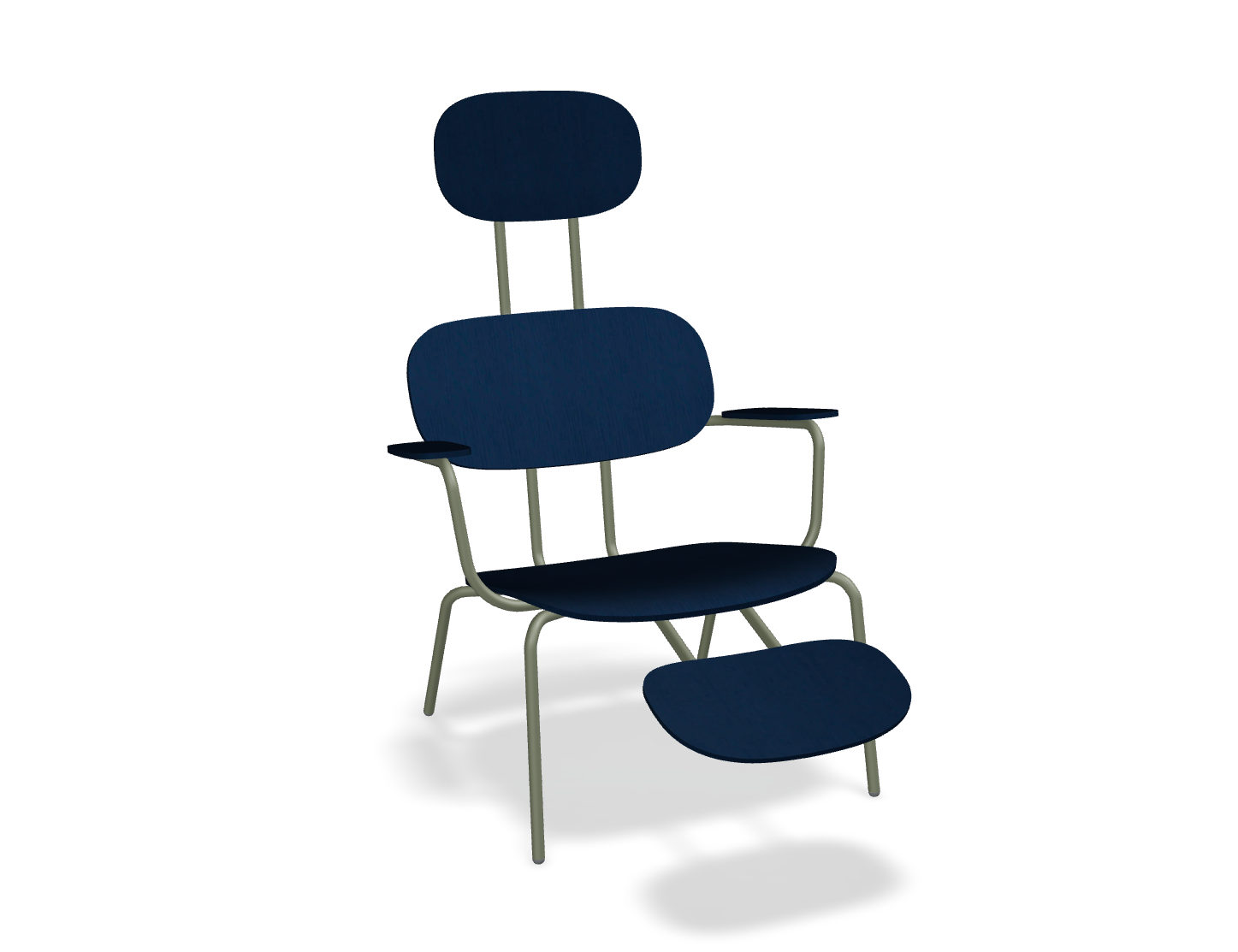 Fotel z zagłówkiem NEW SCHOOL LOUNGE oliwkowa podstawa – .mdd