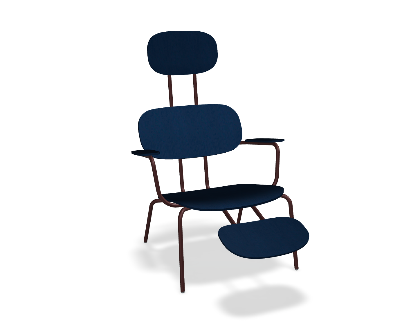 Fotel z zagłówkiem NEW SCHOOL LOUNGE bordowa podstawa – .mdd