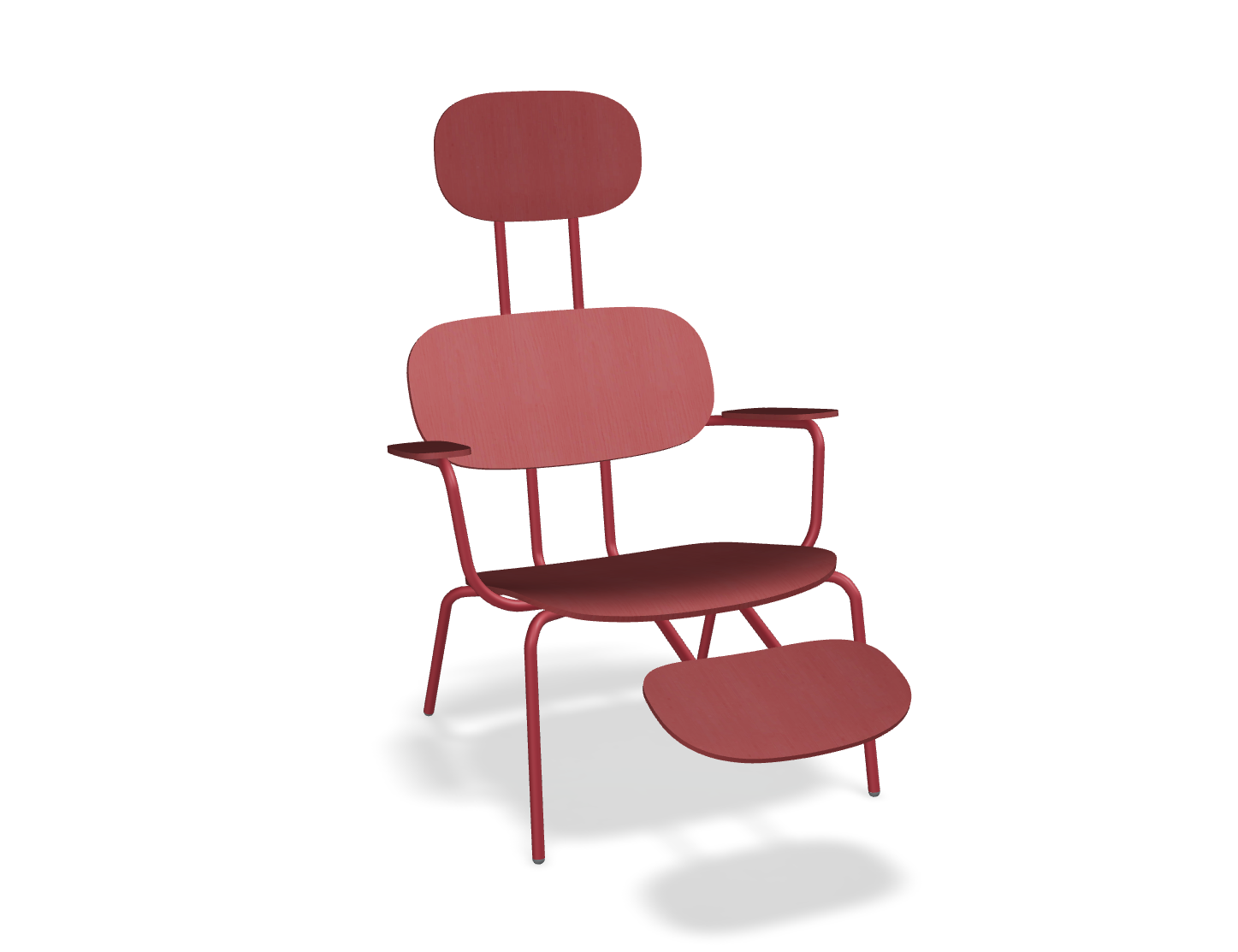Fotel z zagłówkiem NEW SCHOOL LOUNGE czerwona podstawa – .mdd