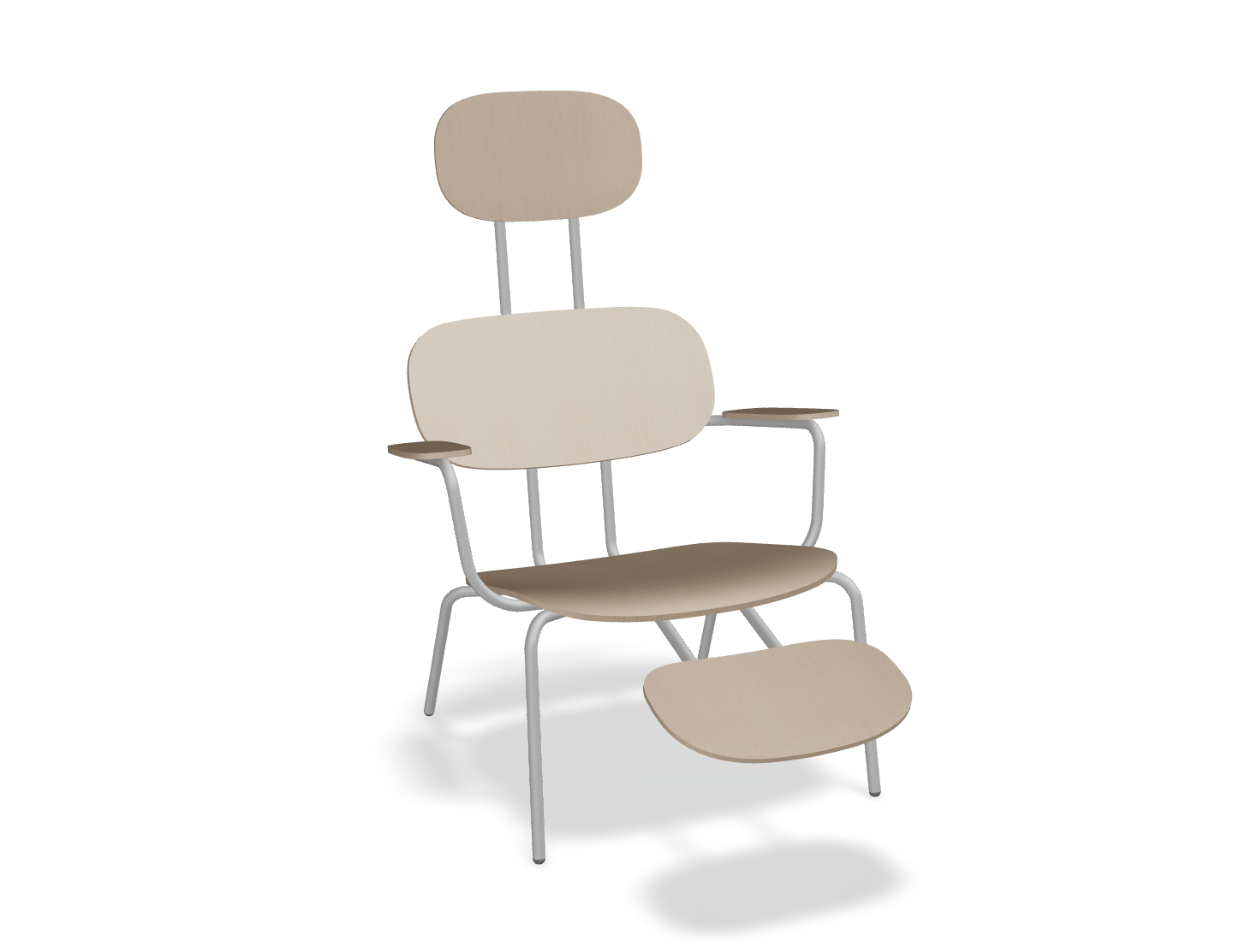 Fotel z zagłówkiem NEW SCHOOL LOUNGE jasnoszara podstawa – .mdd