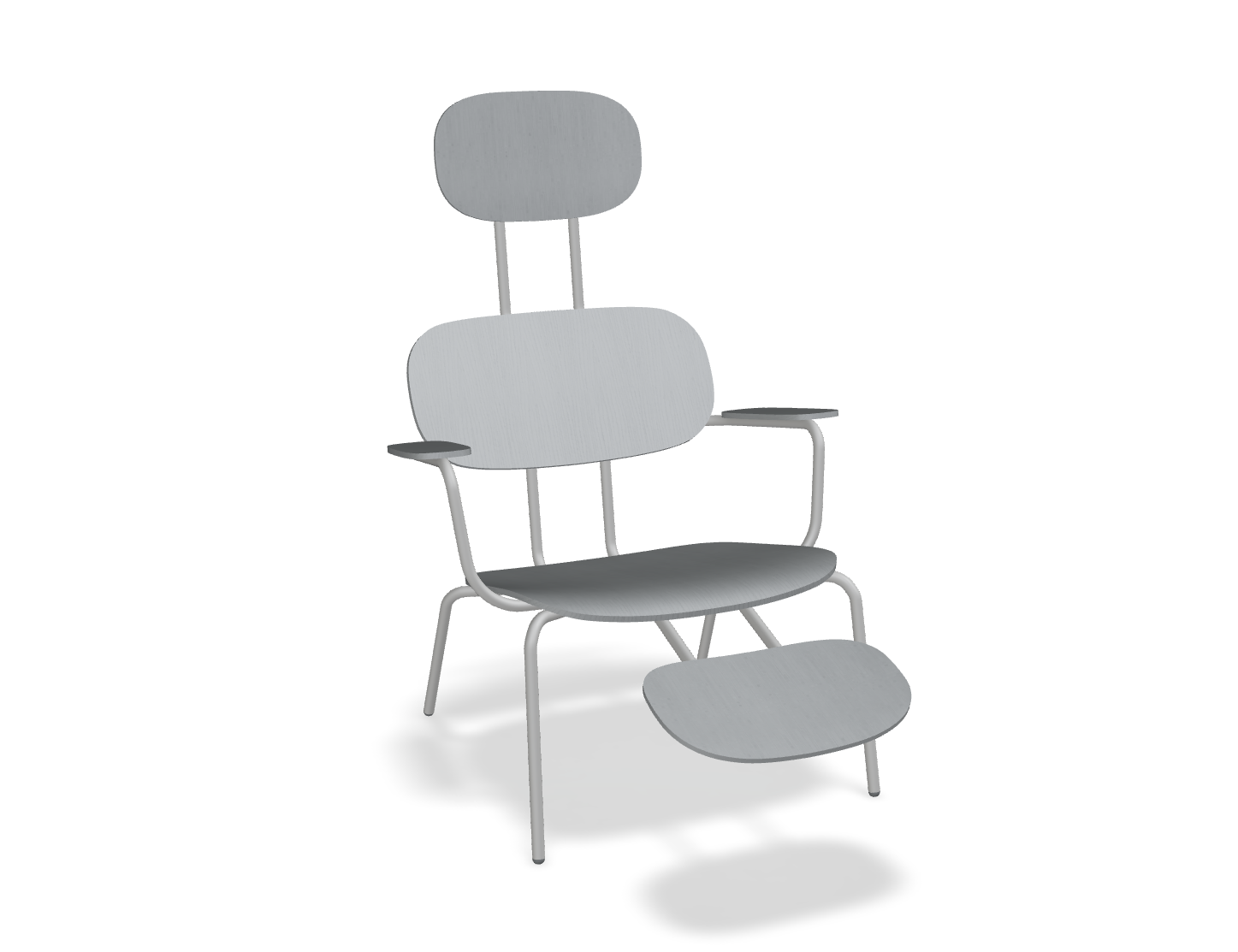 Fotel z zagłówkiem NEW SCHOOL LOUNGE jasnoszara podstawa – .mdd