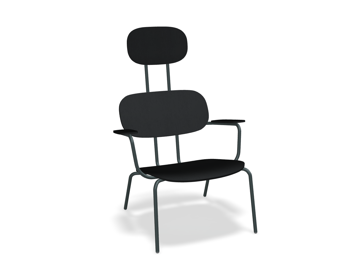 Fotel z zagłówkiem NEW SCHOOL LOUNGE ciemnozielona podstawa – .mdd