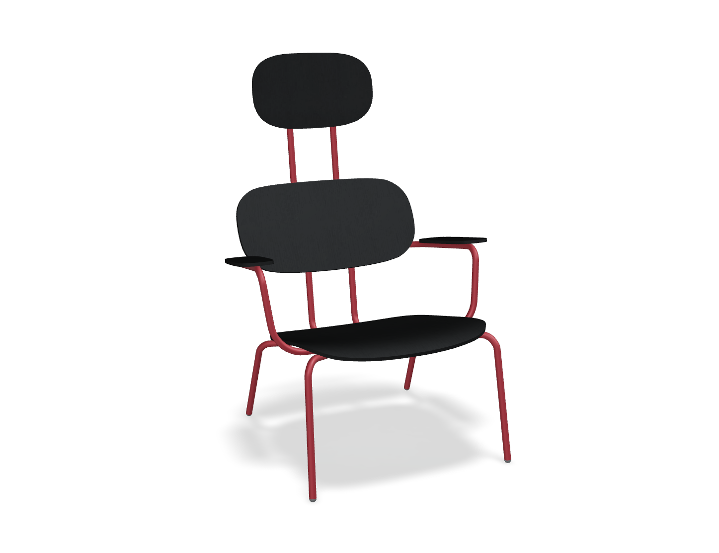 Fotel z zagłówkiem NEW SCHOOL LOUNGE czerwona podstawa – .mdd