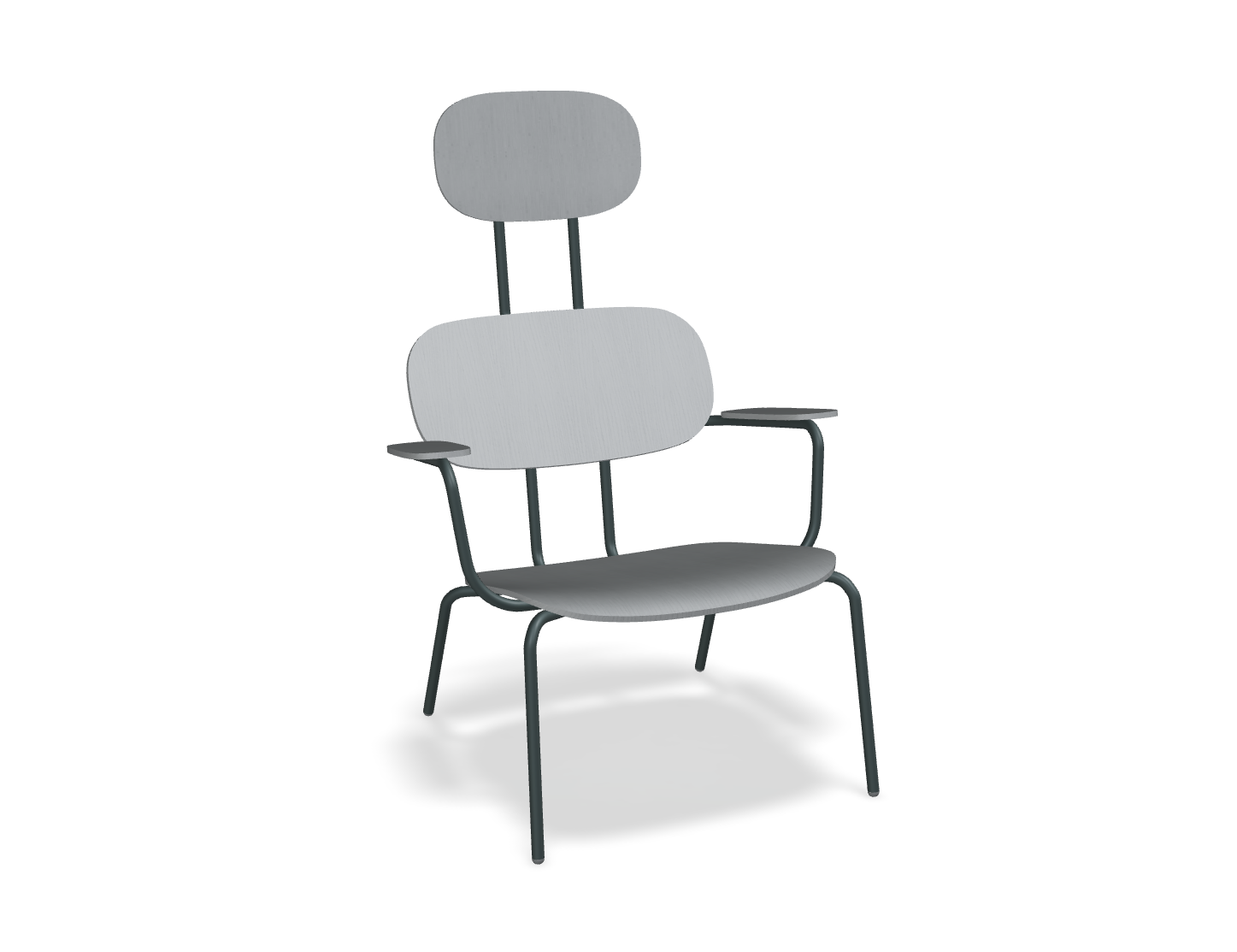 Fotel z zagłówkiem NEW SCHOOL LOUNGE ciemnozielona podstawa – .mdd