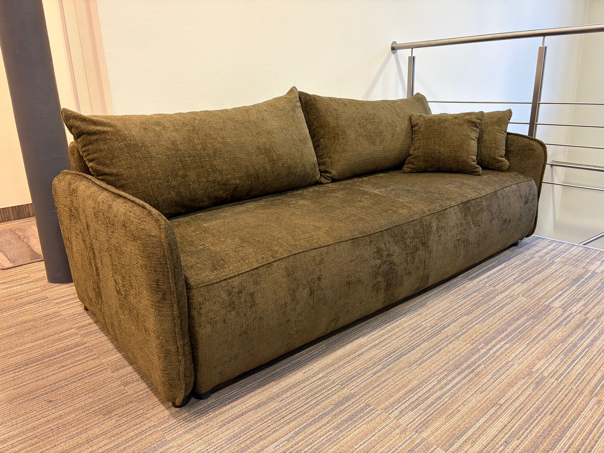 Velvet panoramic corner sofa with sleeping function NANEA black