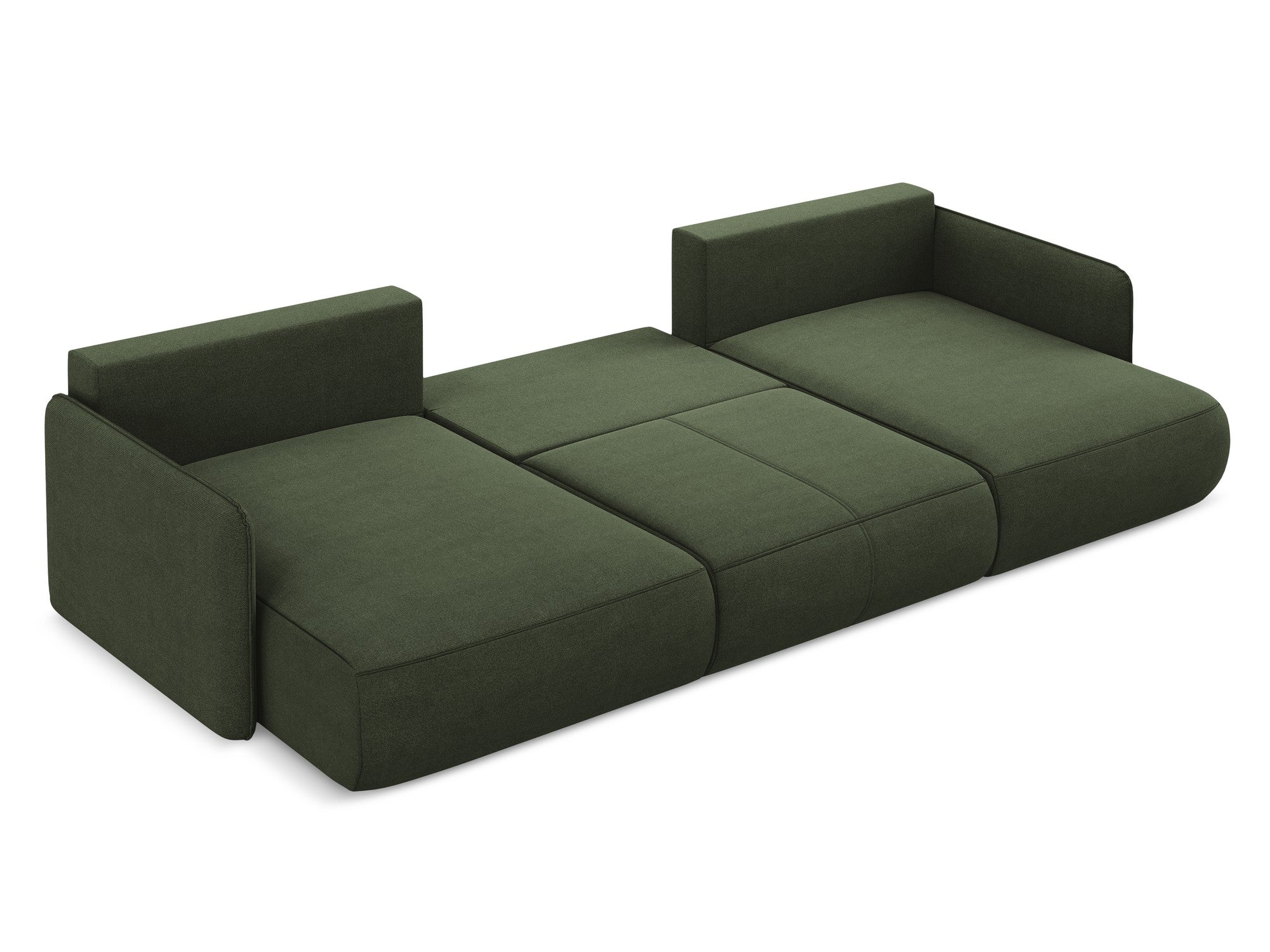 Panoramic corner sofa with sleeping function NANEA in olive green